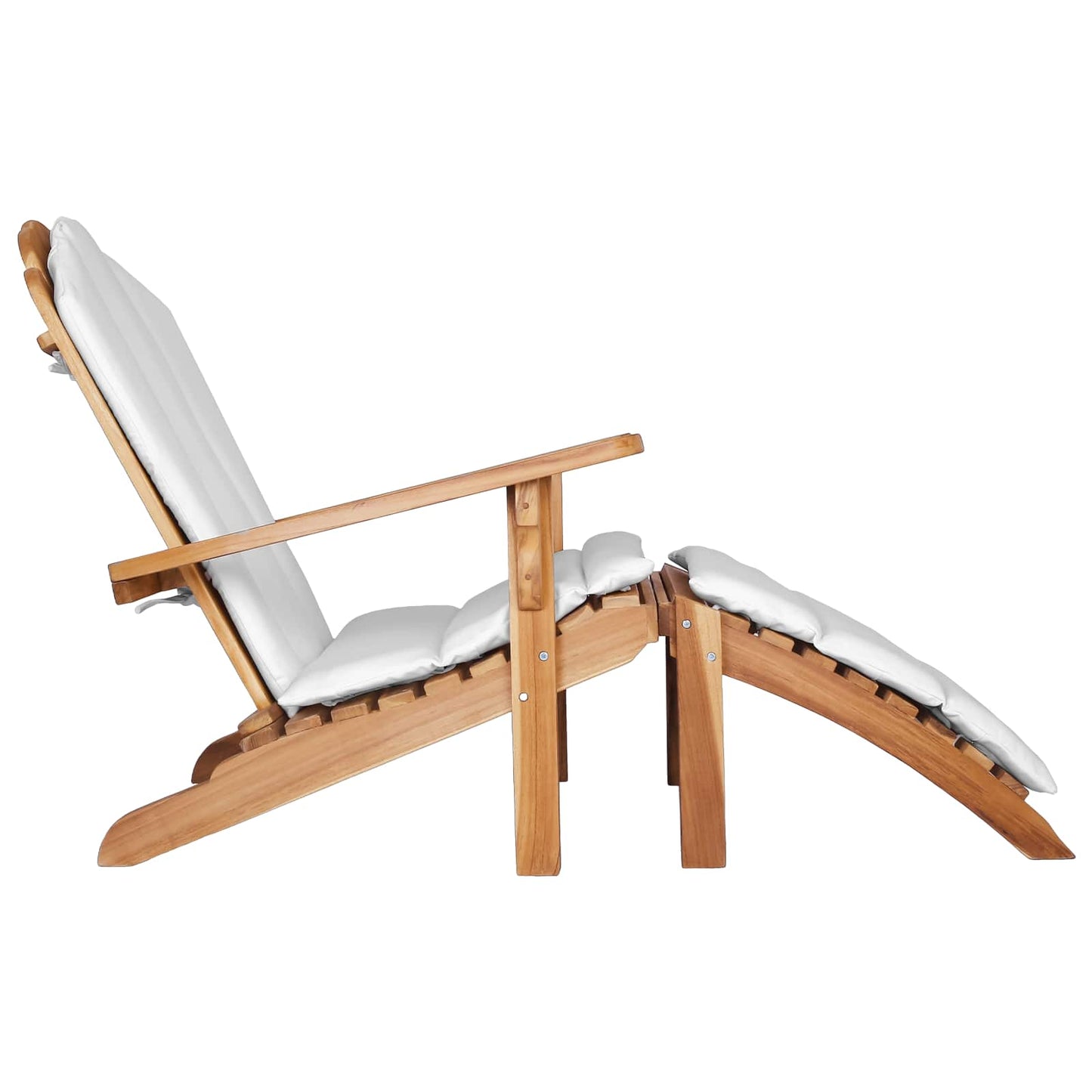 Garden Adirondack Chair with Footrest Natural Solid Teak Wood
