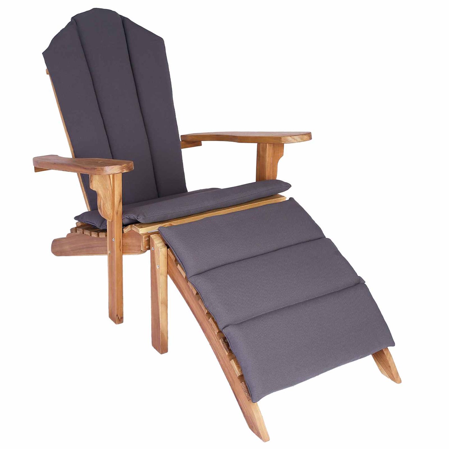 Garden Adirondack Chair with Footrest Natural Solid Teak Wood