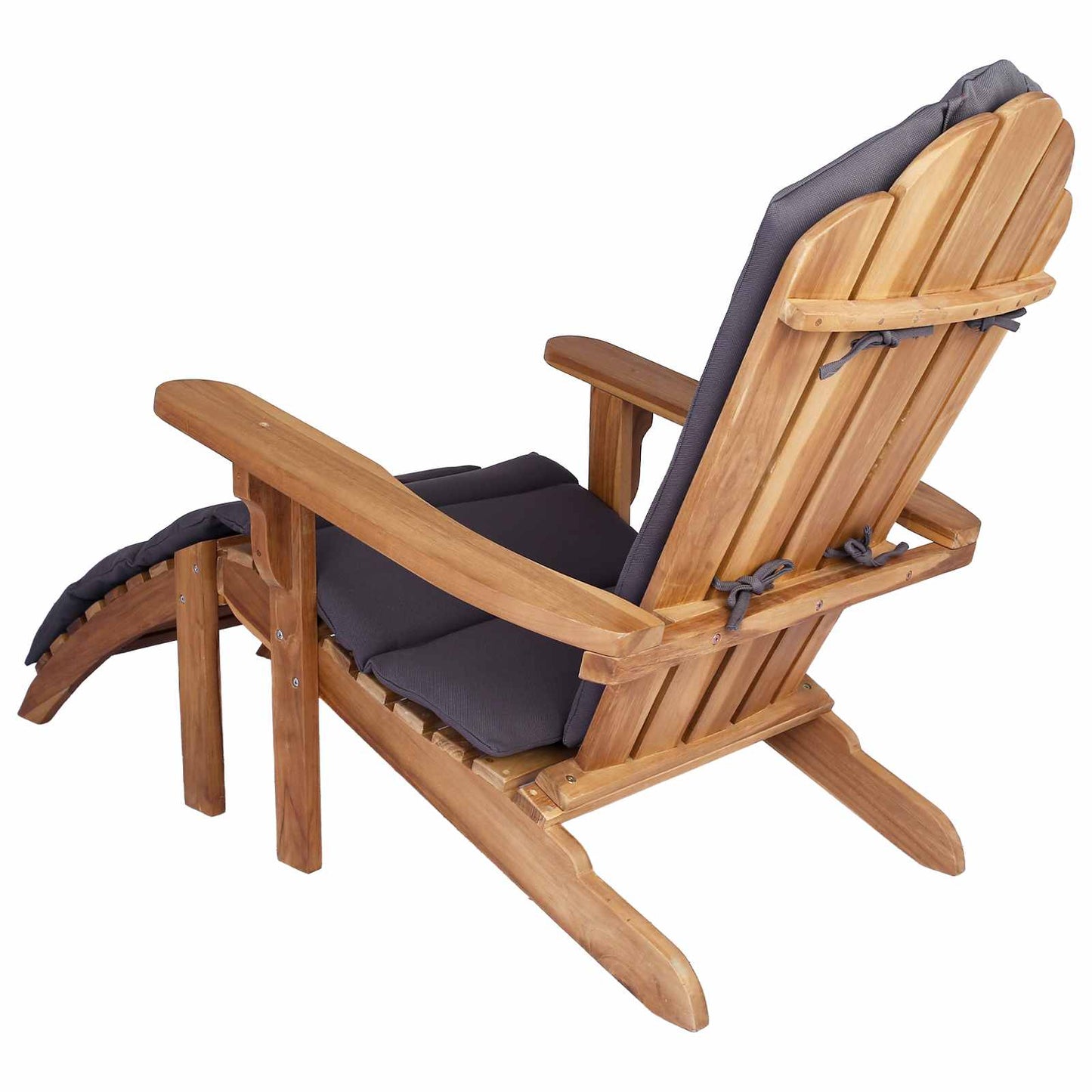 Garden Adirondack Chair with Footrest Natural Solid Teak Wood