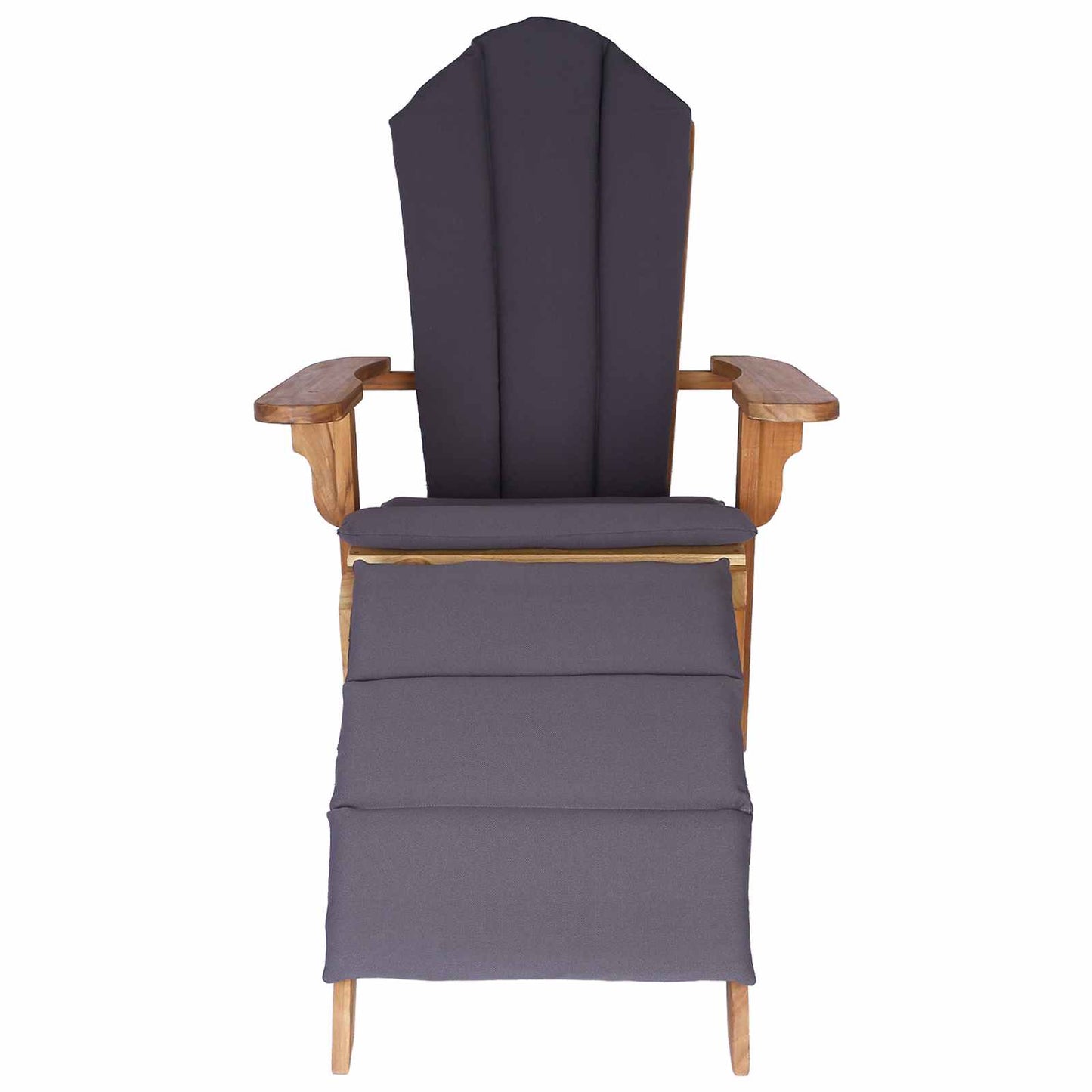 Garden Adirondack Chair with Footrest Natural Solid Teak Wood