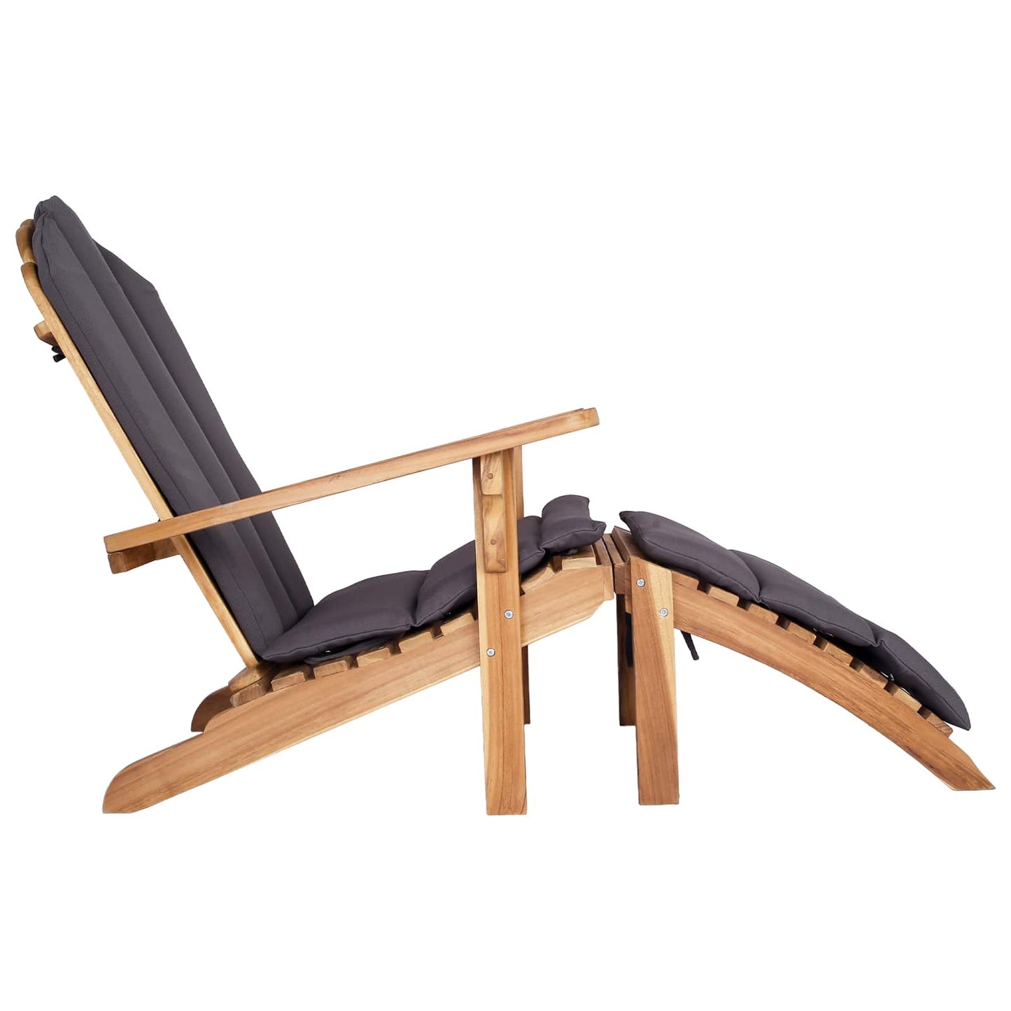 Garden Adirondack Chair with Footrest Natural Solid Teak Wood