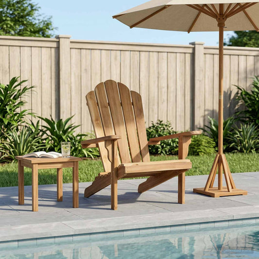 Garden Adirondack Chair Natural Solid Teak Wood