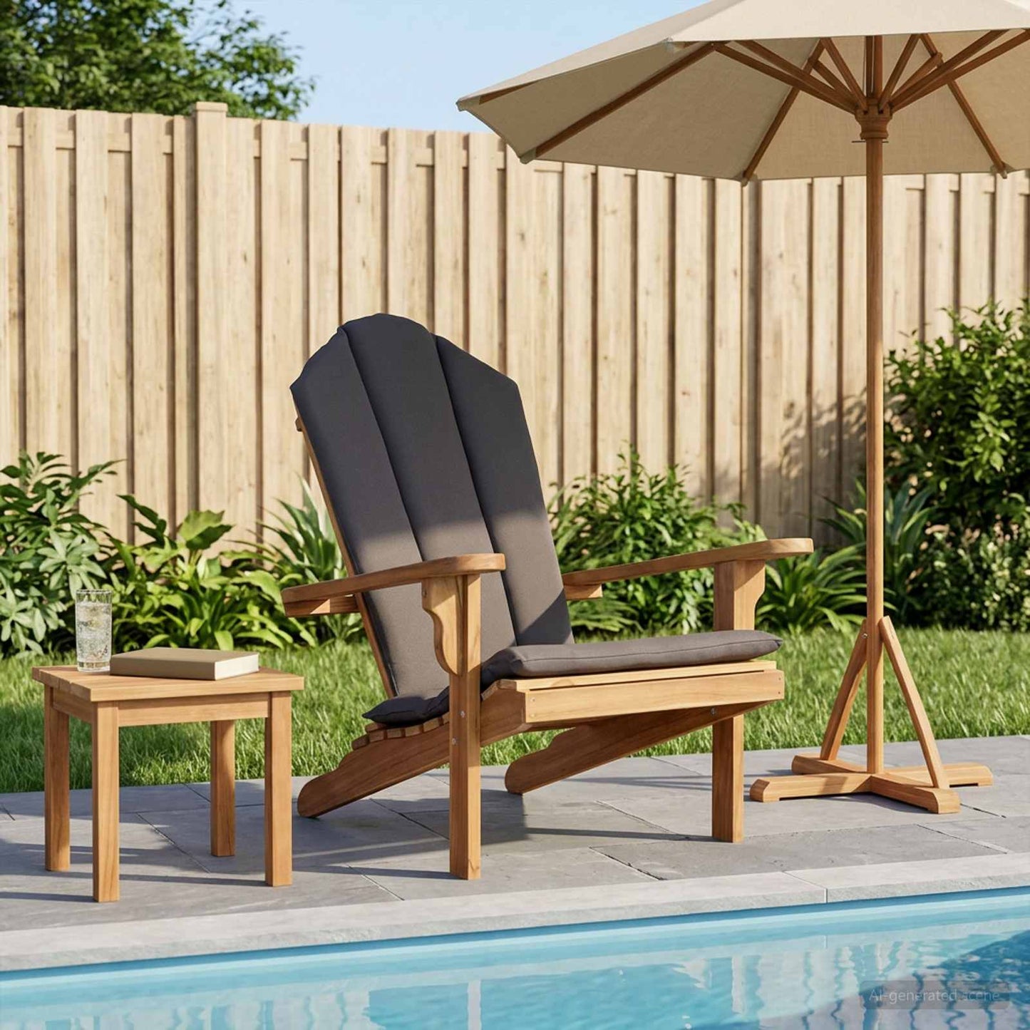 Garden Adirondack Chair Natural Solid Teak Wood