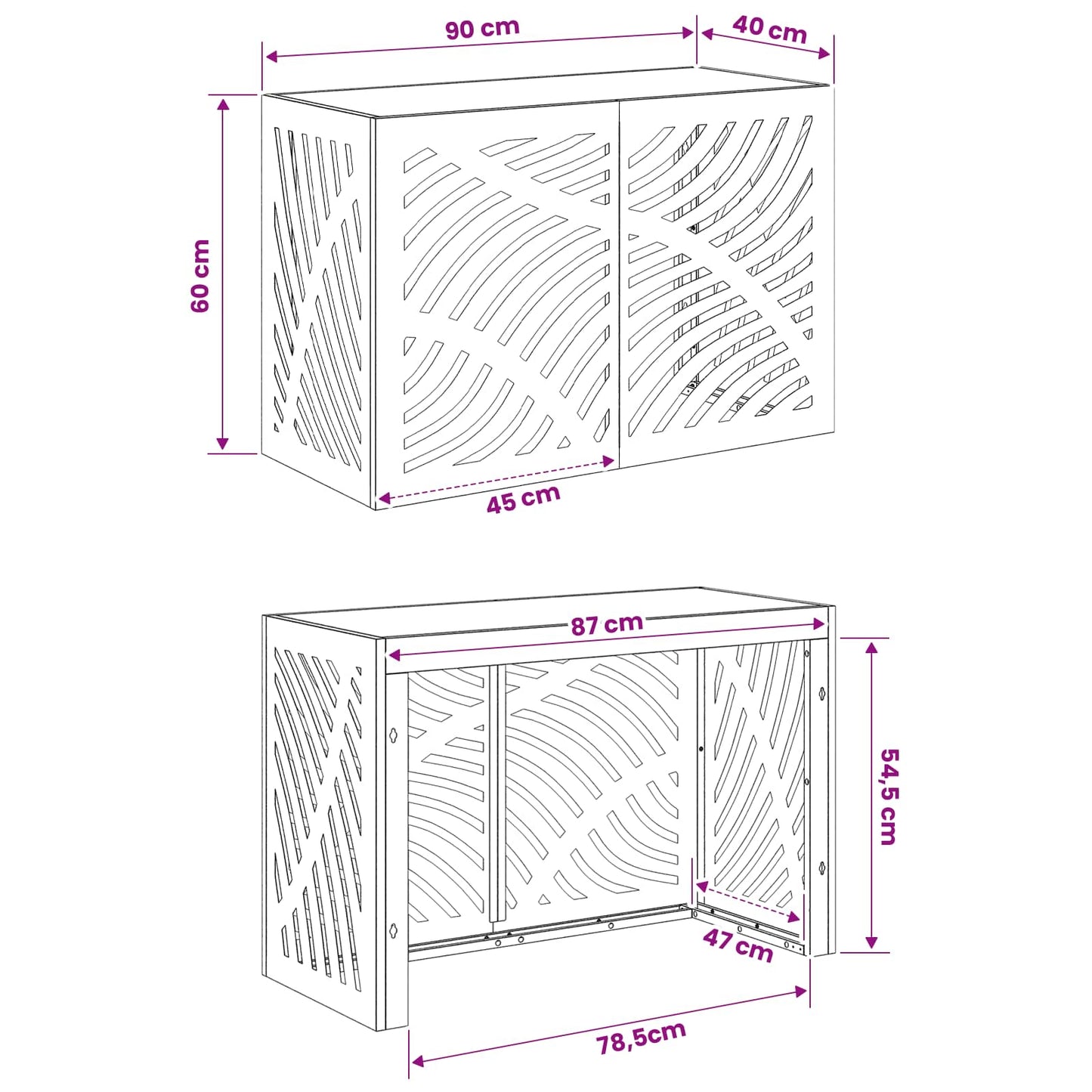 Air Conditioner Cover White 90 x 40 x 60 cm Steel