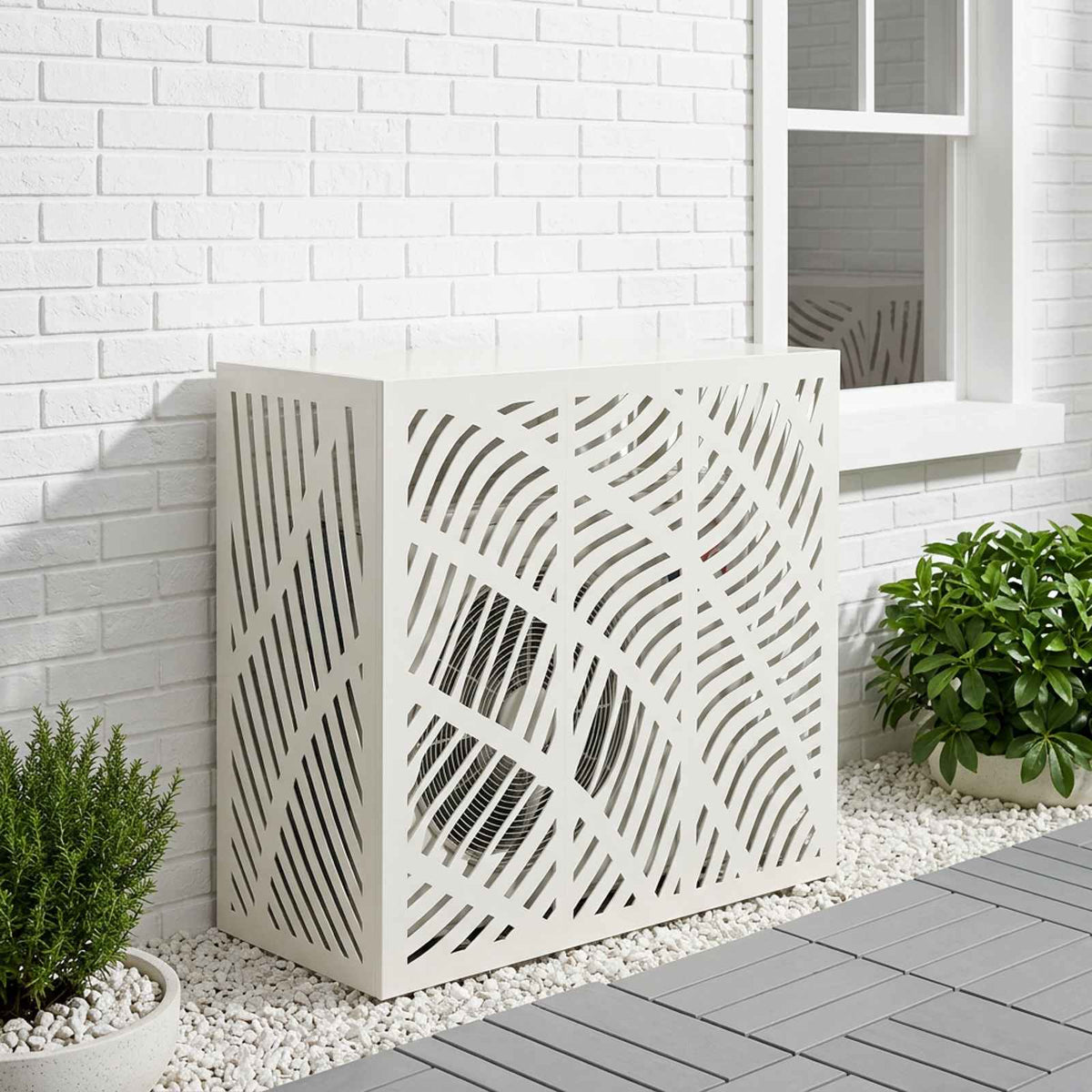 Air Conditioner Cover White 110 x 50 x 105 cm Steel