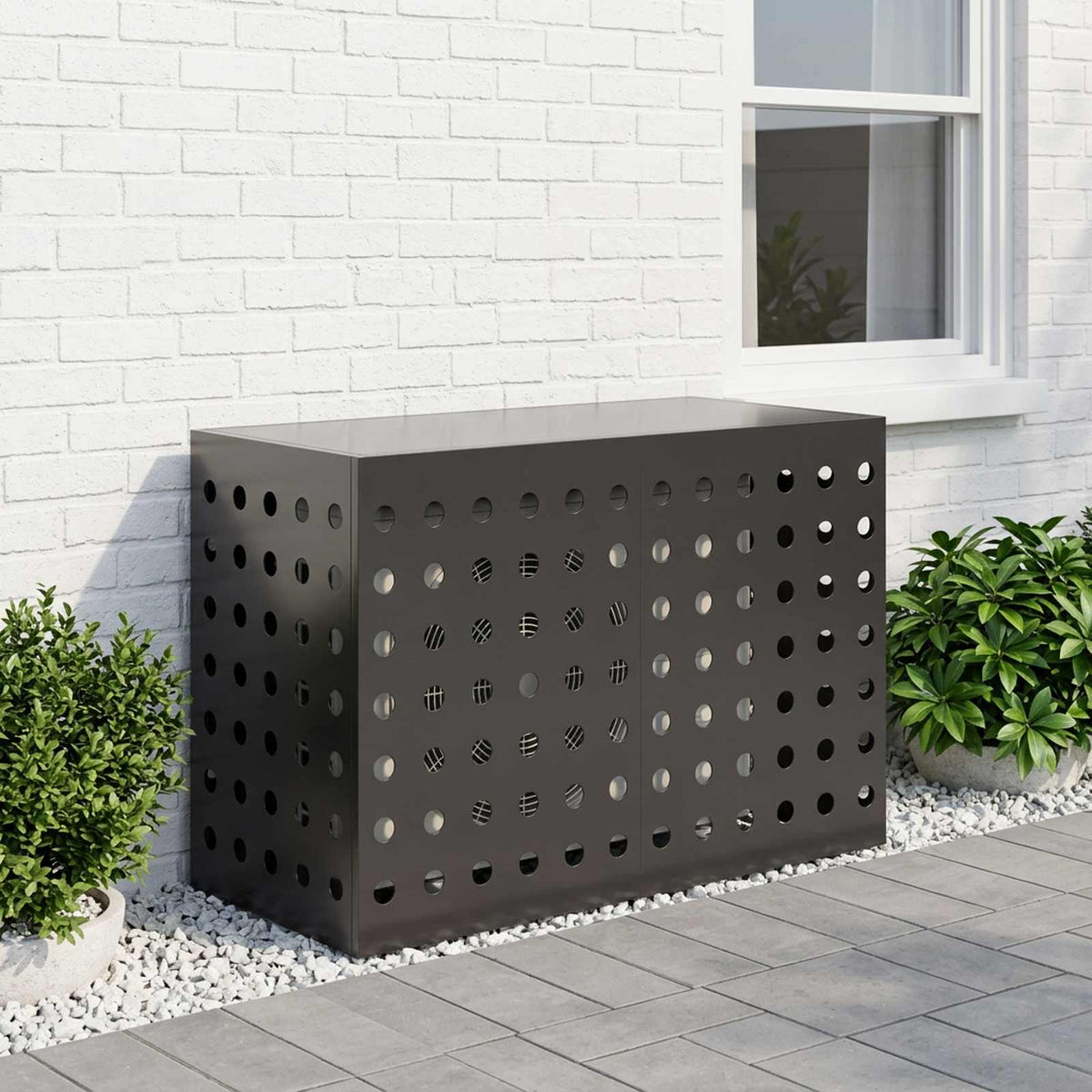 Air Conditioner Cover Black 90 x 40 x 60 cm Steel