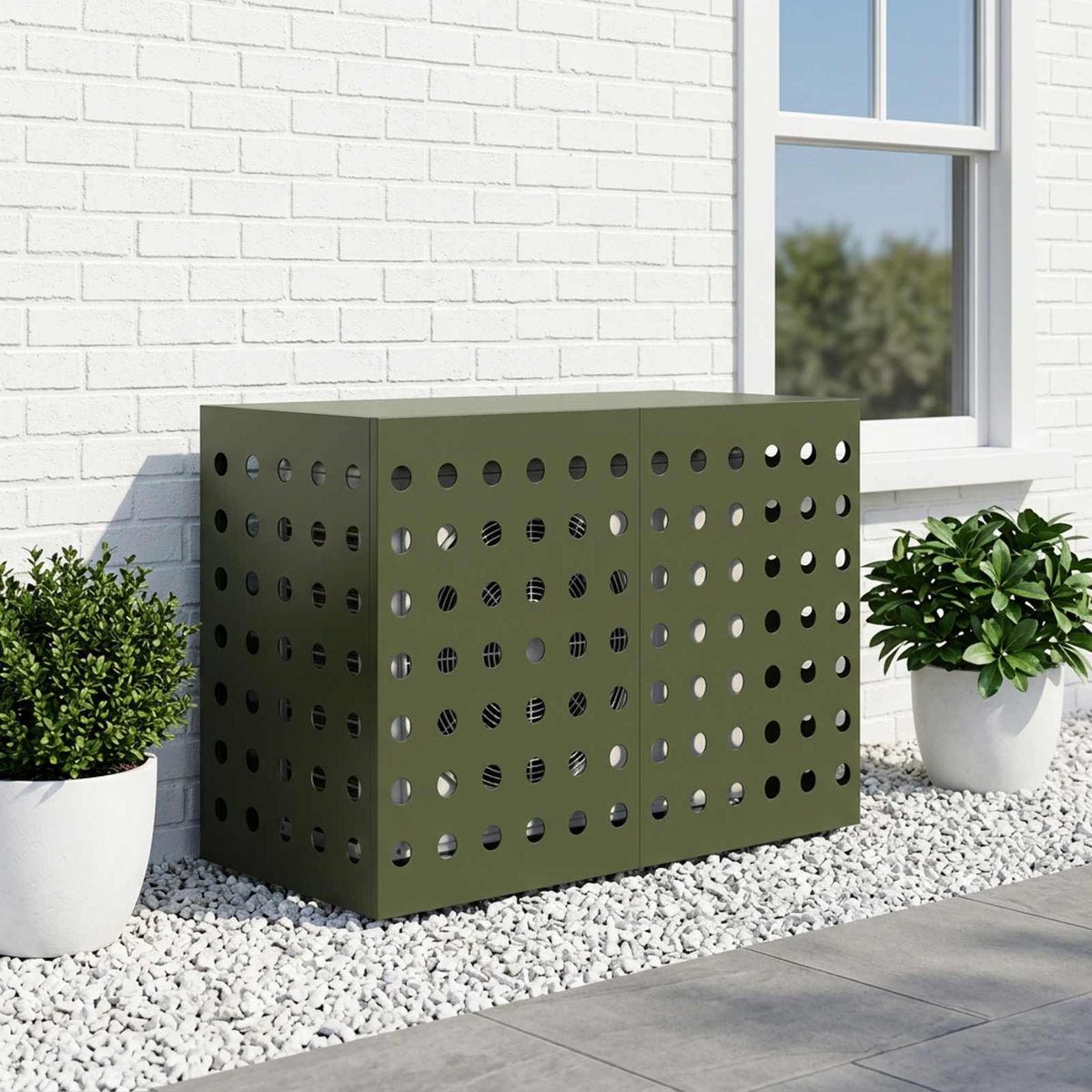 Air Conditioner Cover Olive Green 90 x 40 x 60 cm Steel