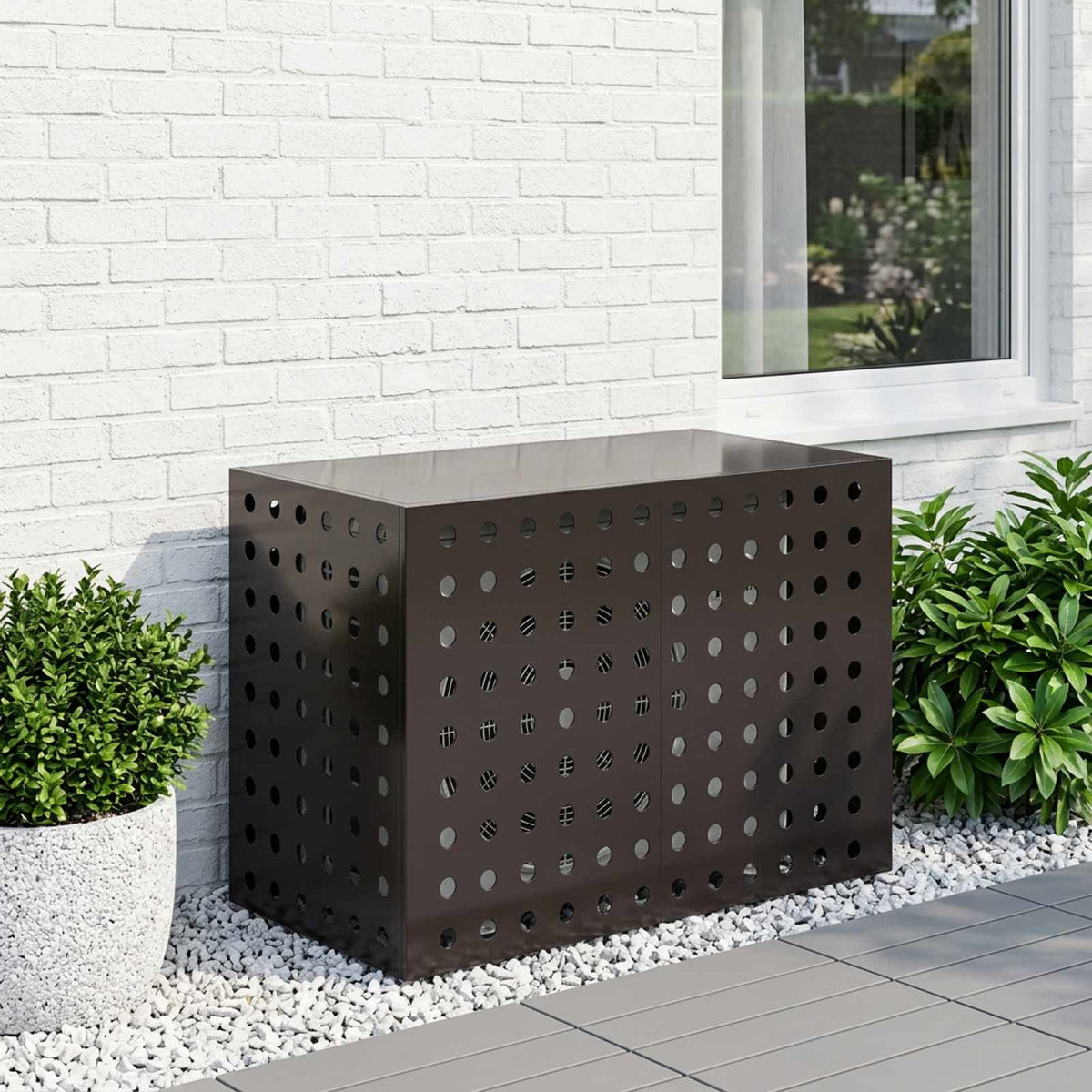 Air Conditioner Cover Black 100 x 50 x 70 cm Steel