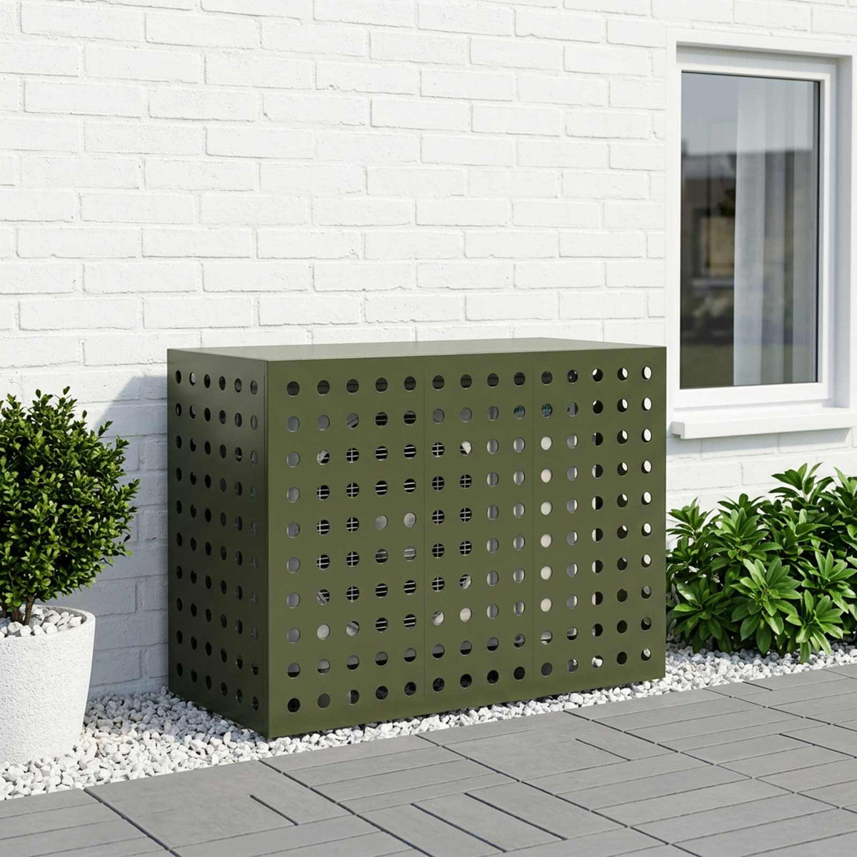 Air Conditioner Cover Olive Green 110 x 50 x 80 cm Steel