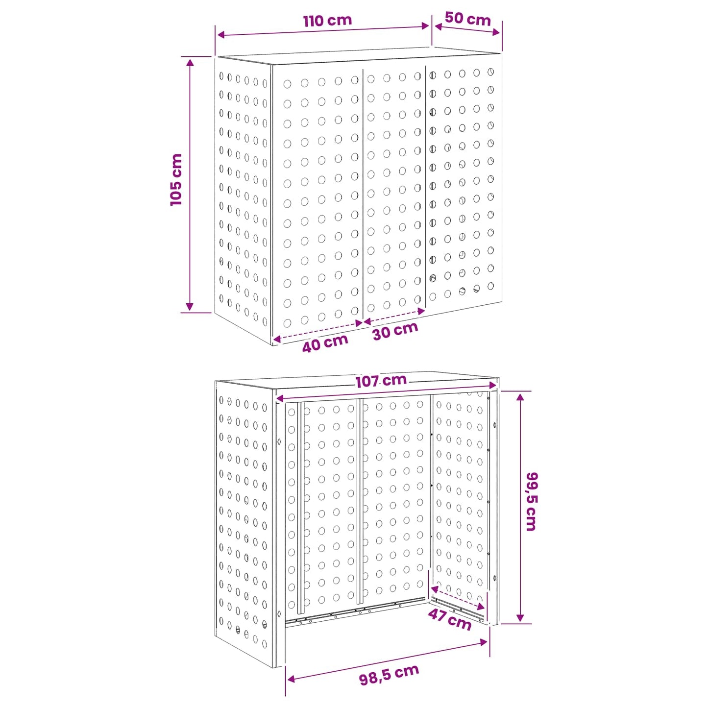 Air Conditioner Cover White 110 x 50 x 105 cm Steel