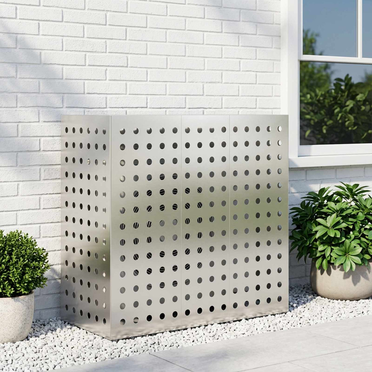 Air Conditioner Cover Silver 110 x 50 x 105 cm Stainless Steel