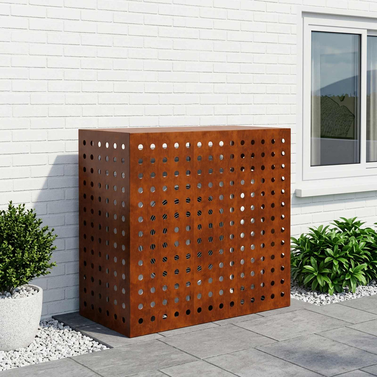 Air Conditioner Cover Rusty 110 x 50 x 105 cm Weathering Steel