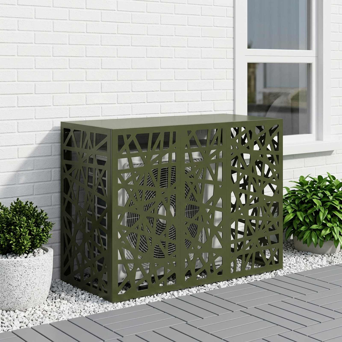 Air Conditioner Cover Olive Green 110 x 50 x 80 cm Steel