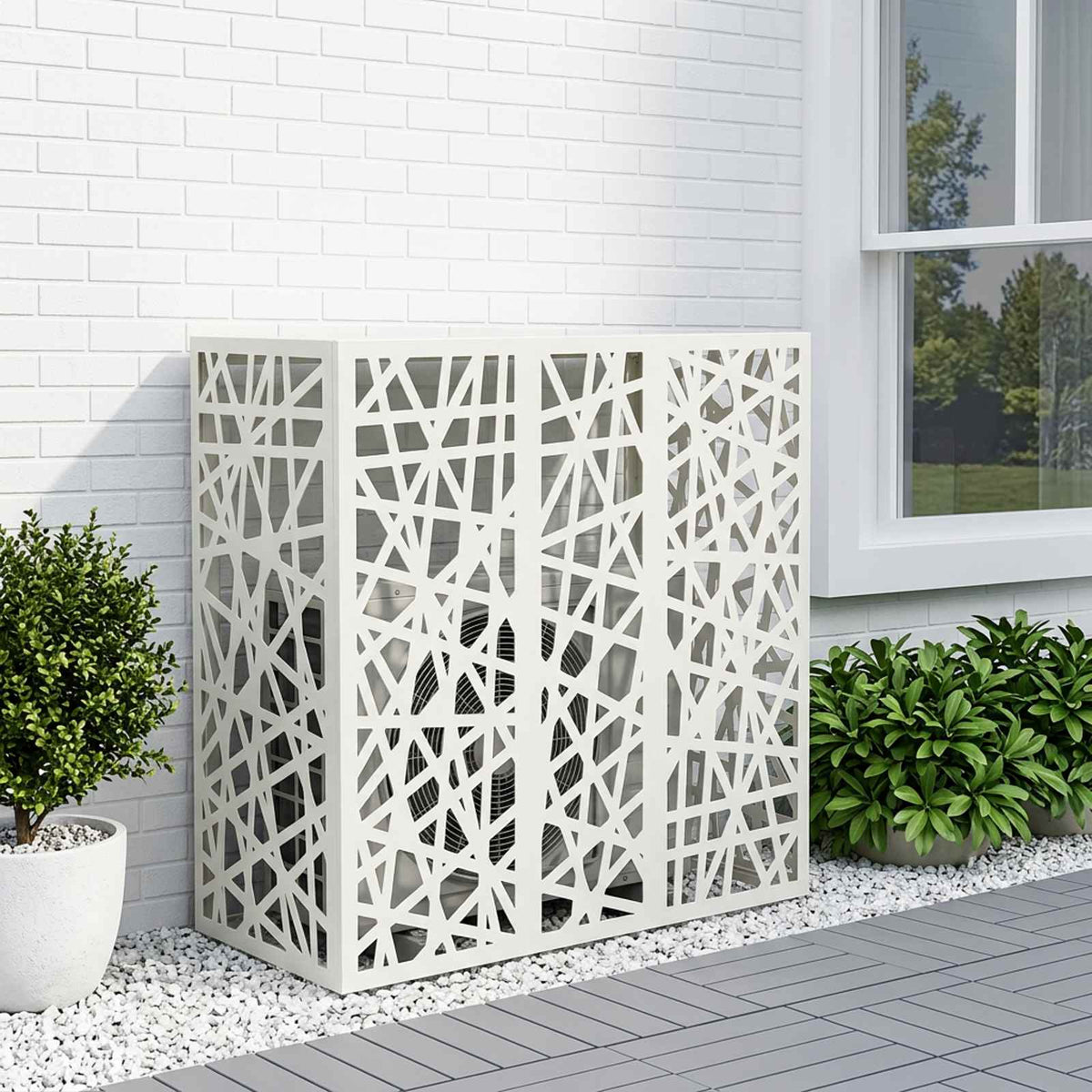Air Conditioner Cover White 110 x 50 x 105 cm Steel