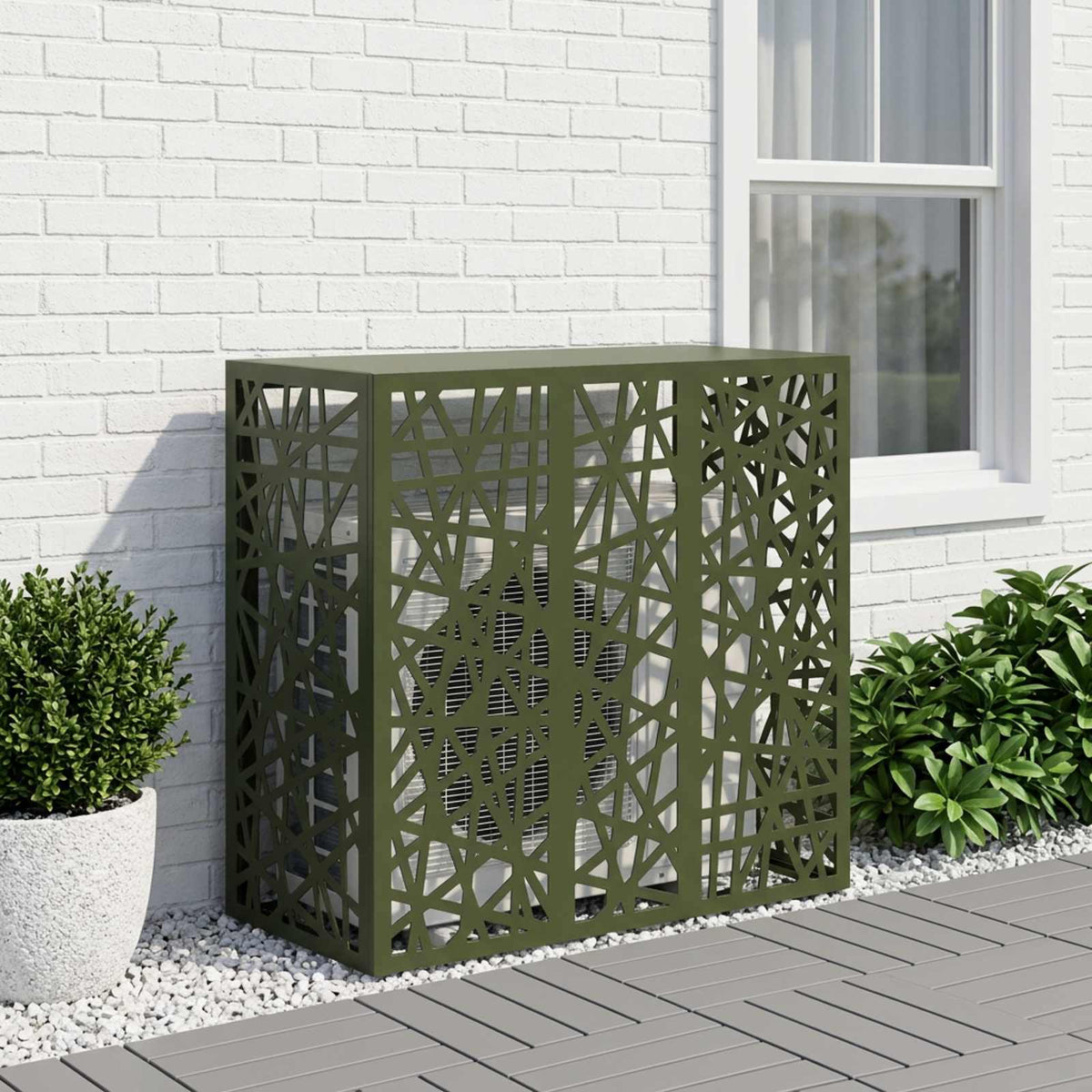 Air Conditioner Cover Olive Green 110 x 50 x 105 cm Steel