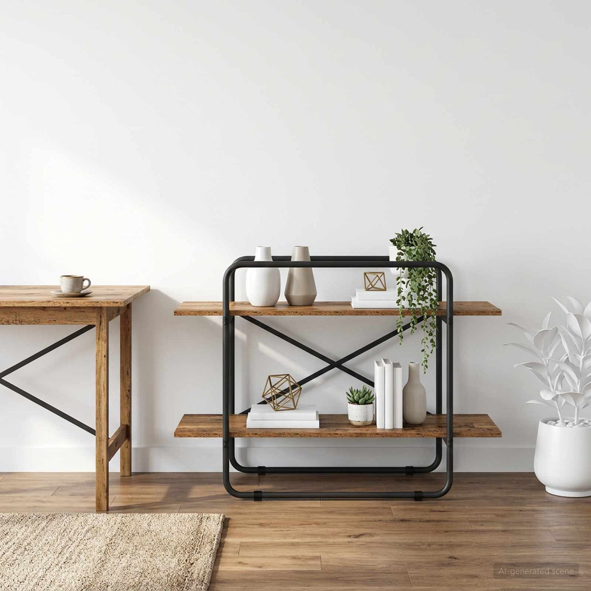 Bookshelf 2-Tier 100 x 35 x 70 cm PB Oak Wood