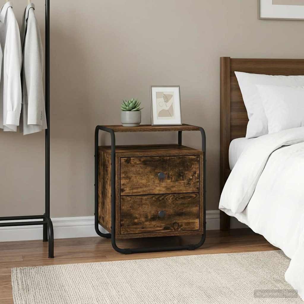 Bedside Cabinet Smoked Oak 40 x 36.5 x 50 cm Engineered Wood