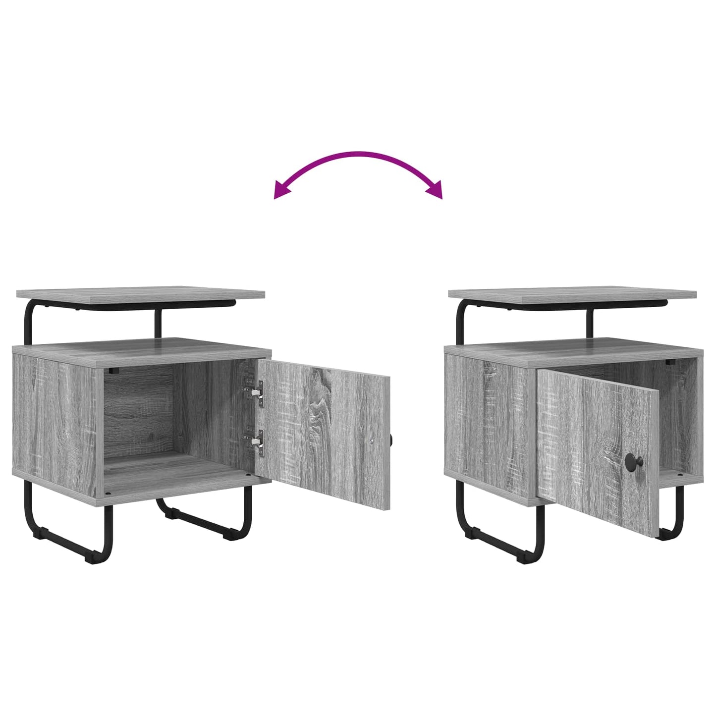 Bedside Cabinet 2 pcs Grey Sonoma 40 x 36.5 x 50 cm