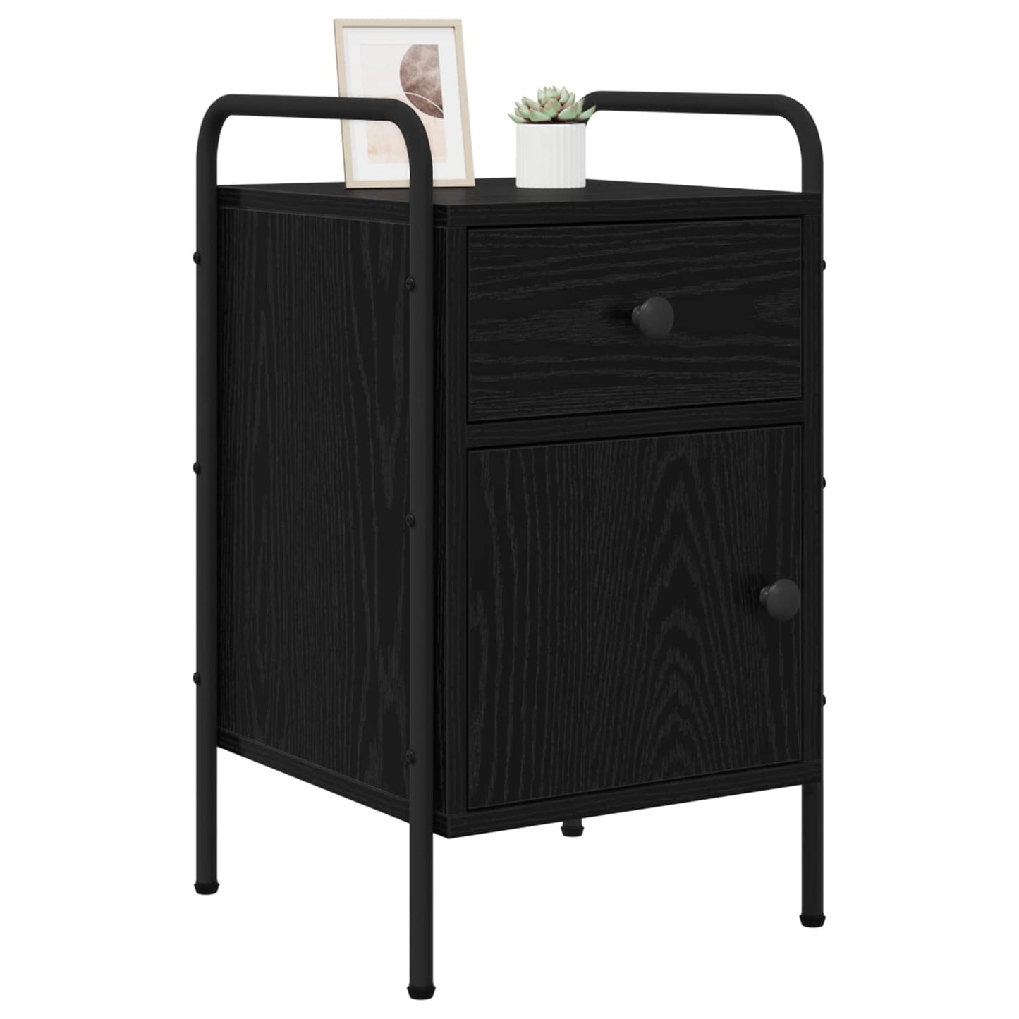 Bedside Cabinet Black Oak 35 x 36.5 x 61 cm Engineered Wood