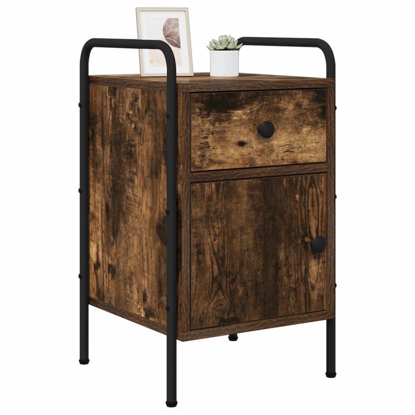 Bedside Cabinet Smoked Oak 35 x 36.5 x 61 cm Engineered Wood