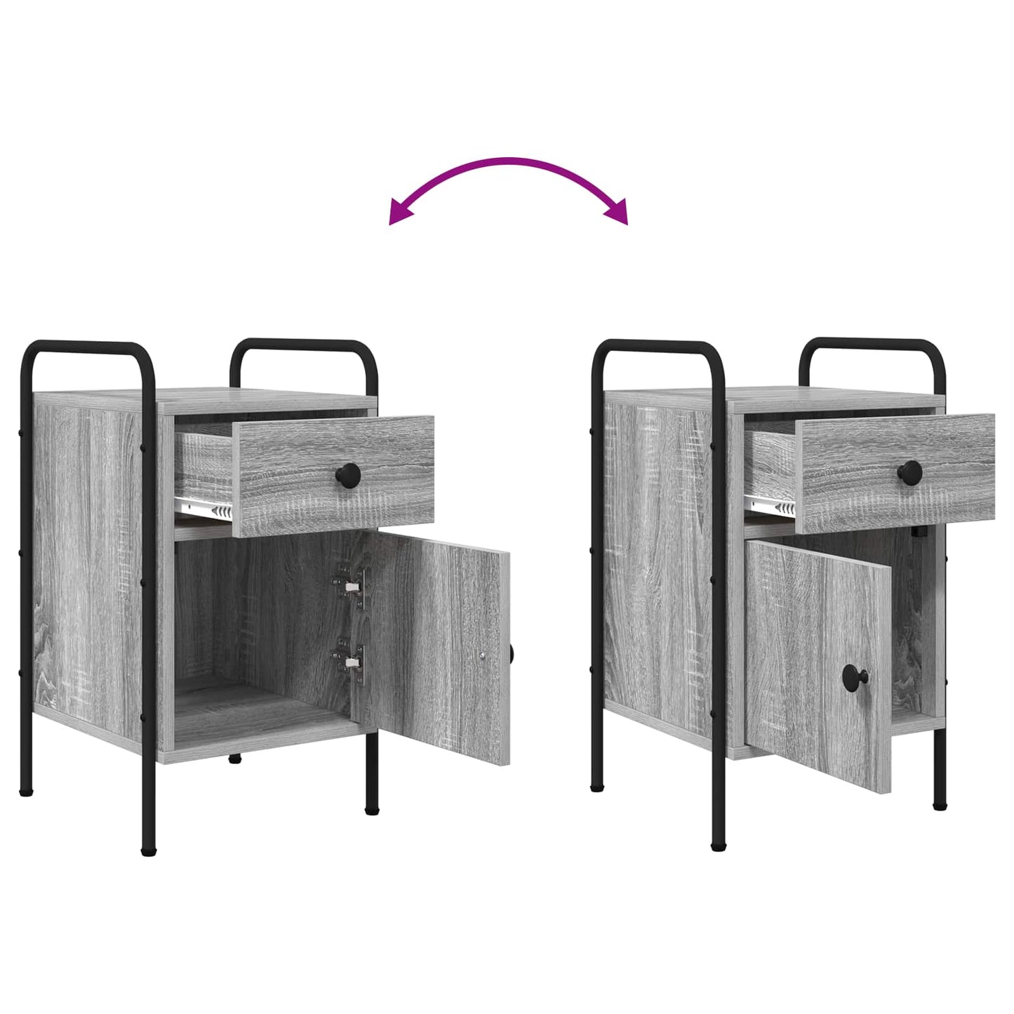 Bedside Cabinet Grey Sonoma 35 x 36.5 x 61 cm Engineered Wood