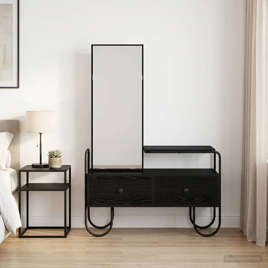 Dressing Table Black Oak 100 x 36.5 x 136 cm Engineered Wood