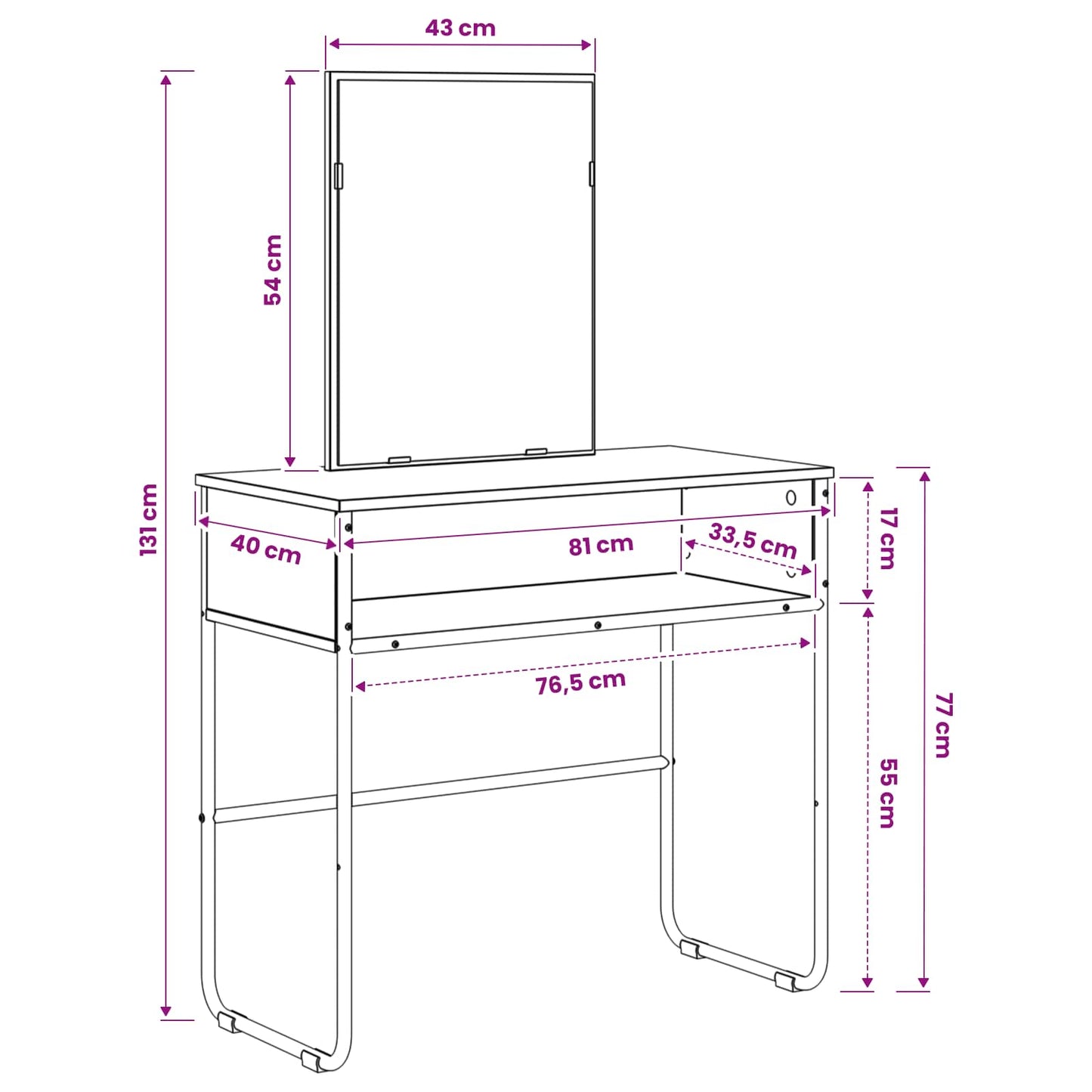 Dressing Table Old Wood 81 x 40 x 131 cm Engineered Wood