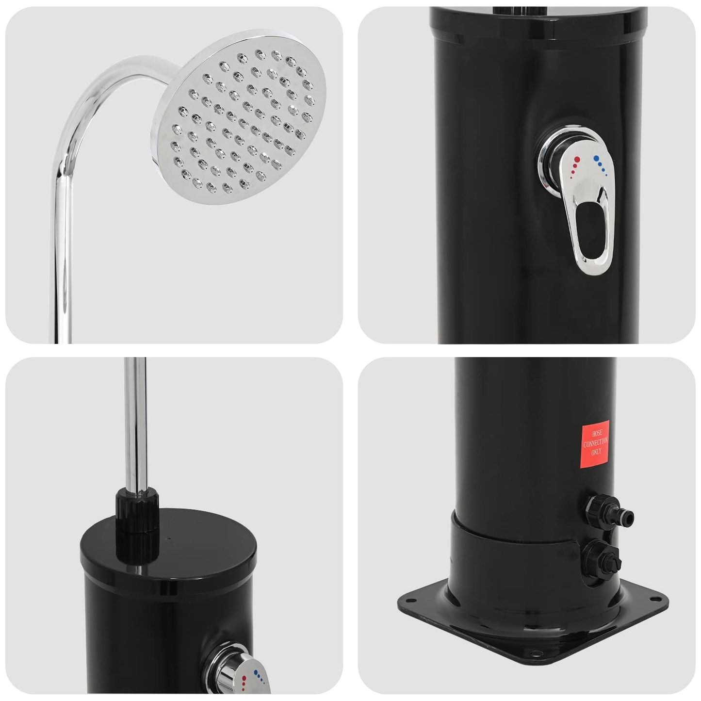 Solar Shower with Shower Head PVC, ABS, Zinc Alloy Black