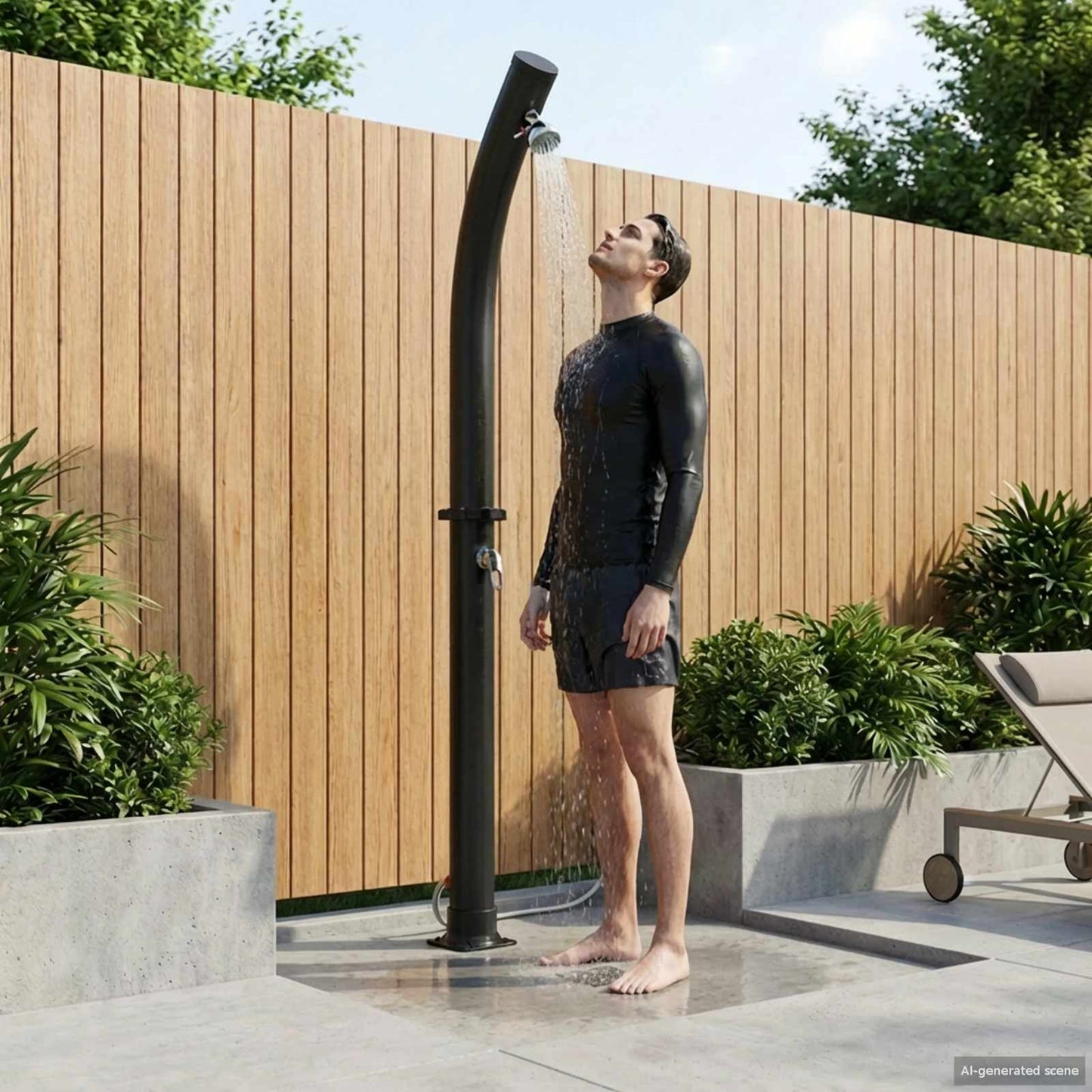 Solar Shower with Shower Head PVC, ABS, Zinc Alloy Black