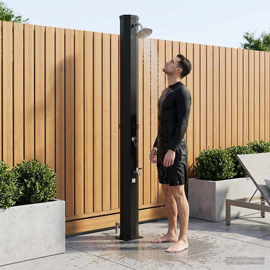 Solar Shower with Shower Head and Faucet 40 L Black