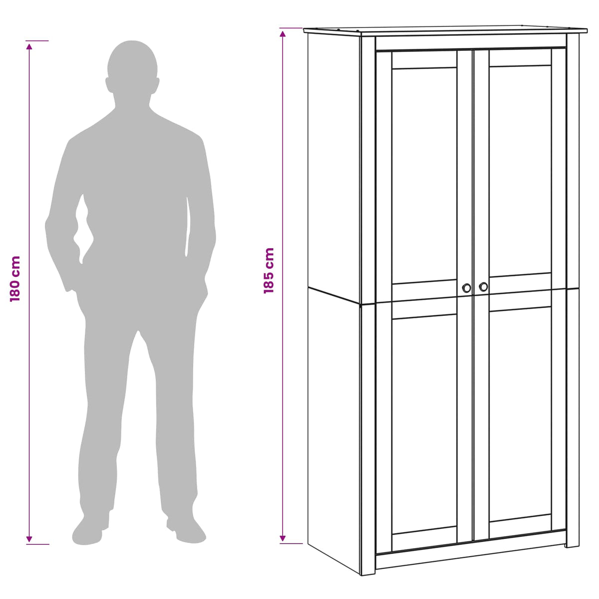 Wardrobe PANAMA Honey 88.5 x 50 x 185 cm Solid Pine Wood