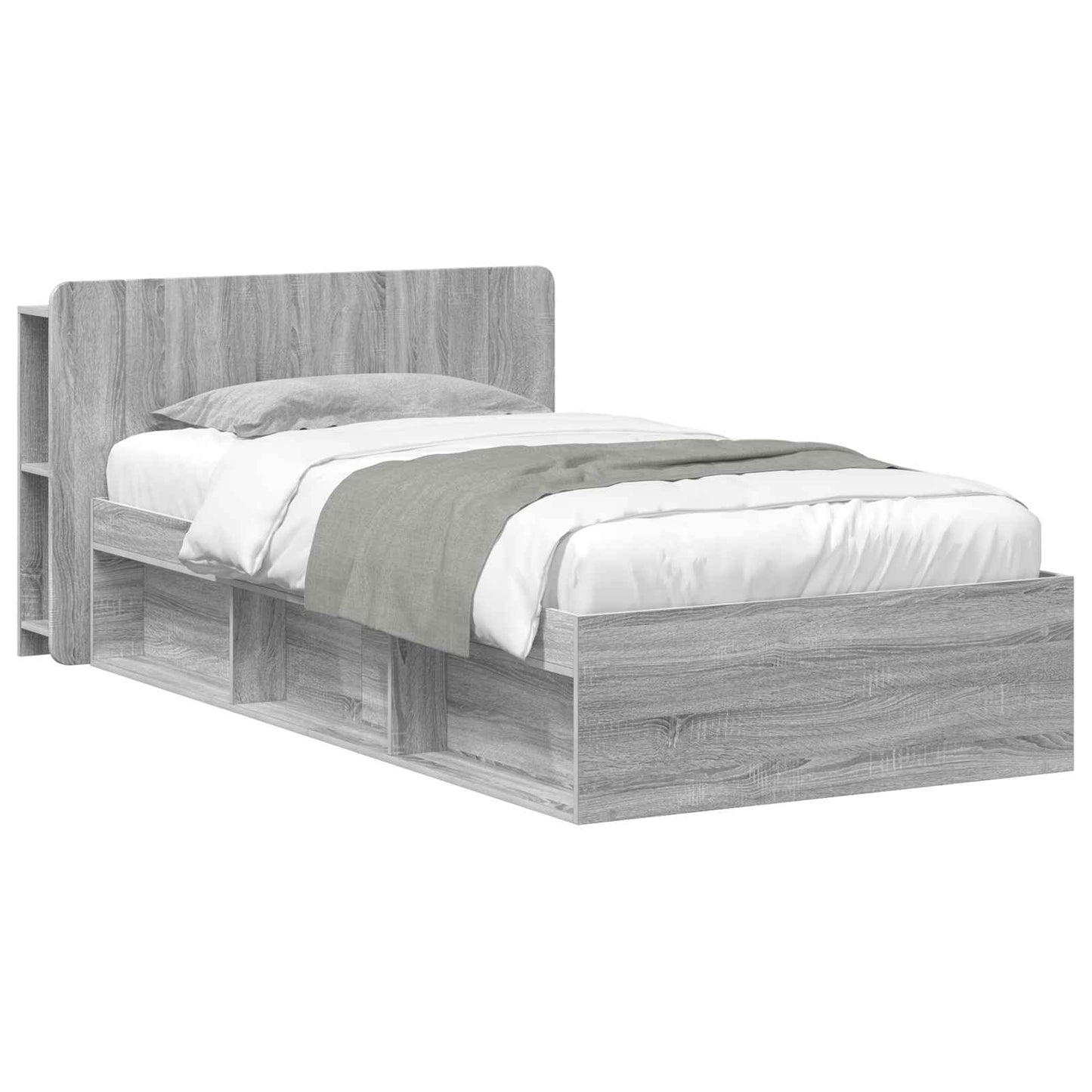 Bed Frame with Storage Grey Sonoma 75 x 190 cm Engineered Wood