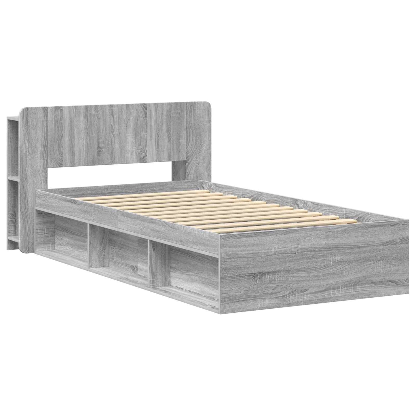 Bed Frame with Storage Grey Sonoma 75 x 190 cm Engineered Wood