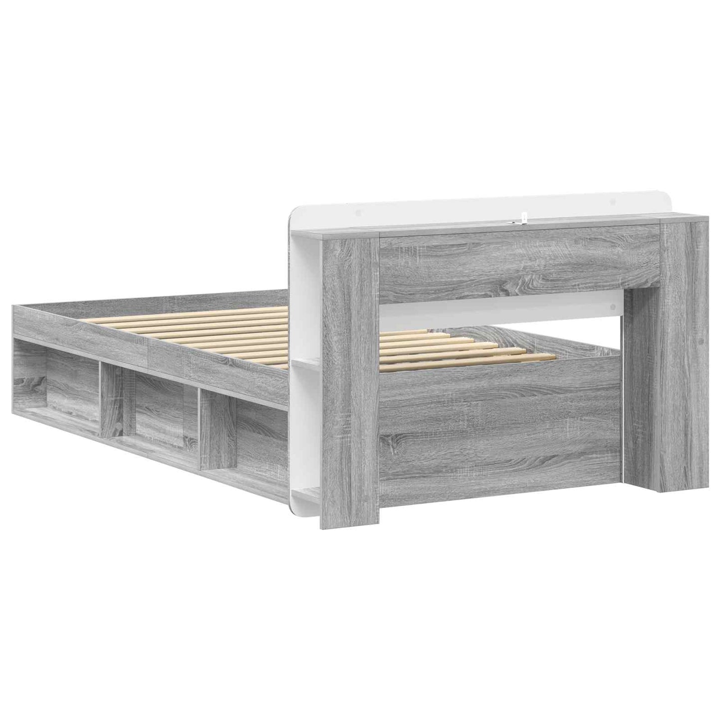 Bed Frame with Storage Grey Sonoma 75 x 190 cm Engineered Wood