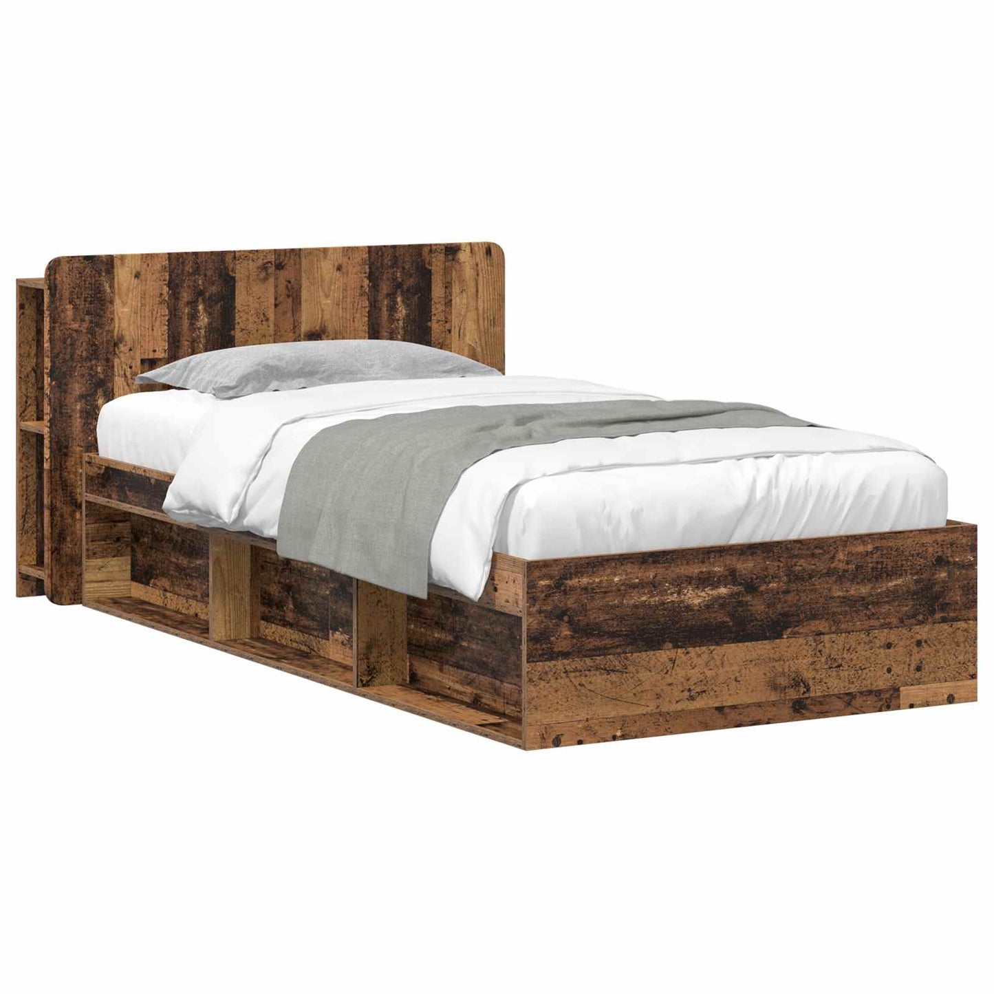 Bed Frame with Storage Old Wood 75 x 190 cm Engineered Wood