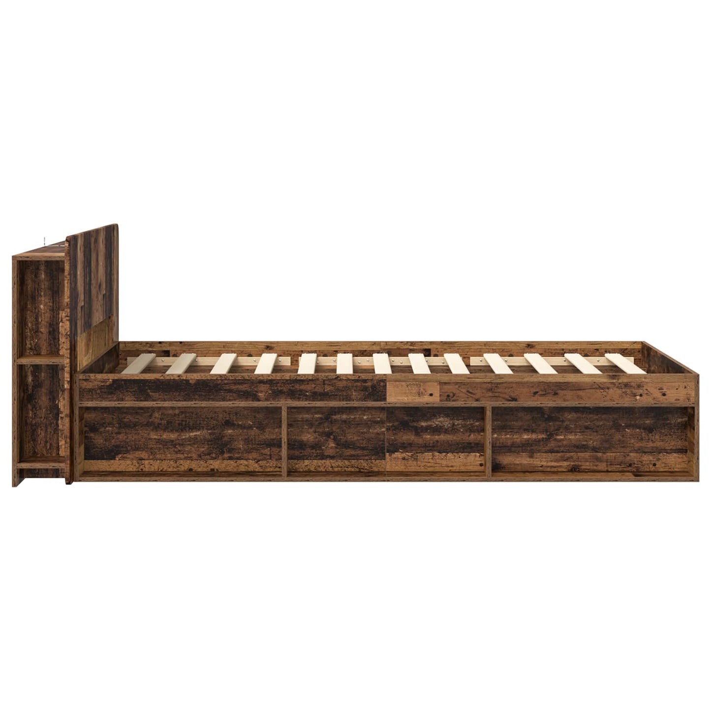 Bed Frame with Storage Old Wood 75 x 190 cm Engineered Wood