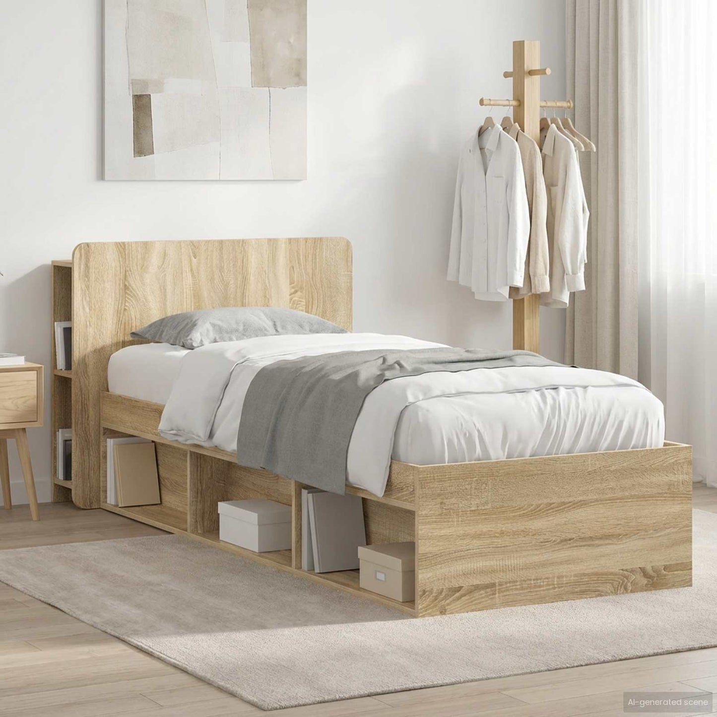 Bed Frame with Storage Sonoma Oak 75 x 190 cm Engineered Wood