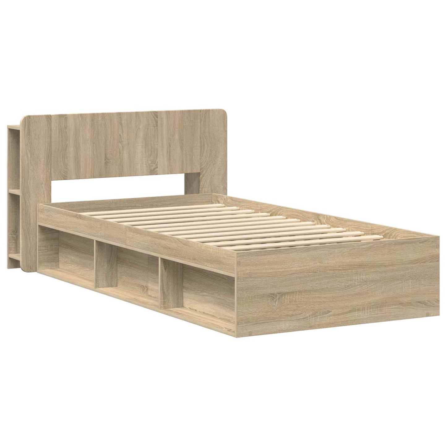 Bed Frame with Storage Sonoma Oak 75 x 190 cm Engineered Wood
