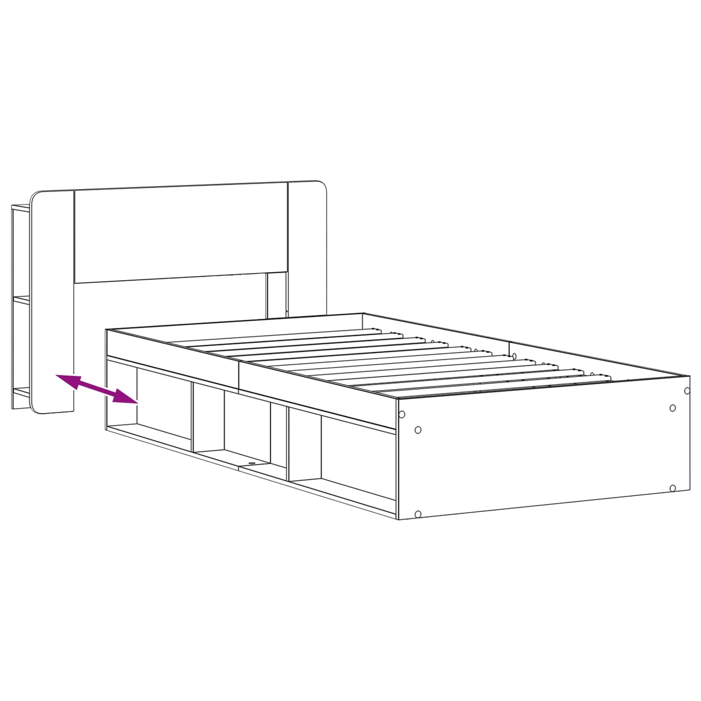Bed Frame with Storage Sonoma Oak 75 x 190 cm Engineered Wood