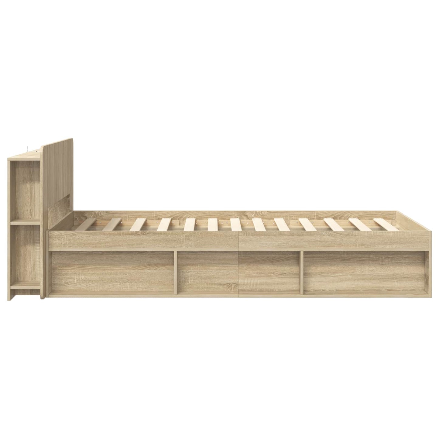 Bed Frame with Storage Sonoma Oak 75 x 190 cm Engineered Wood