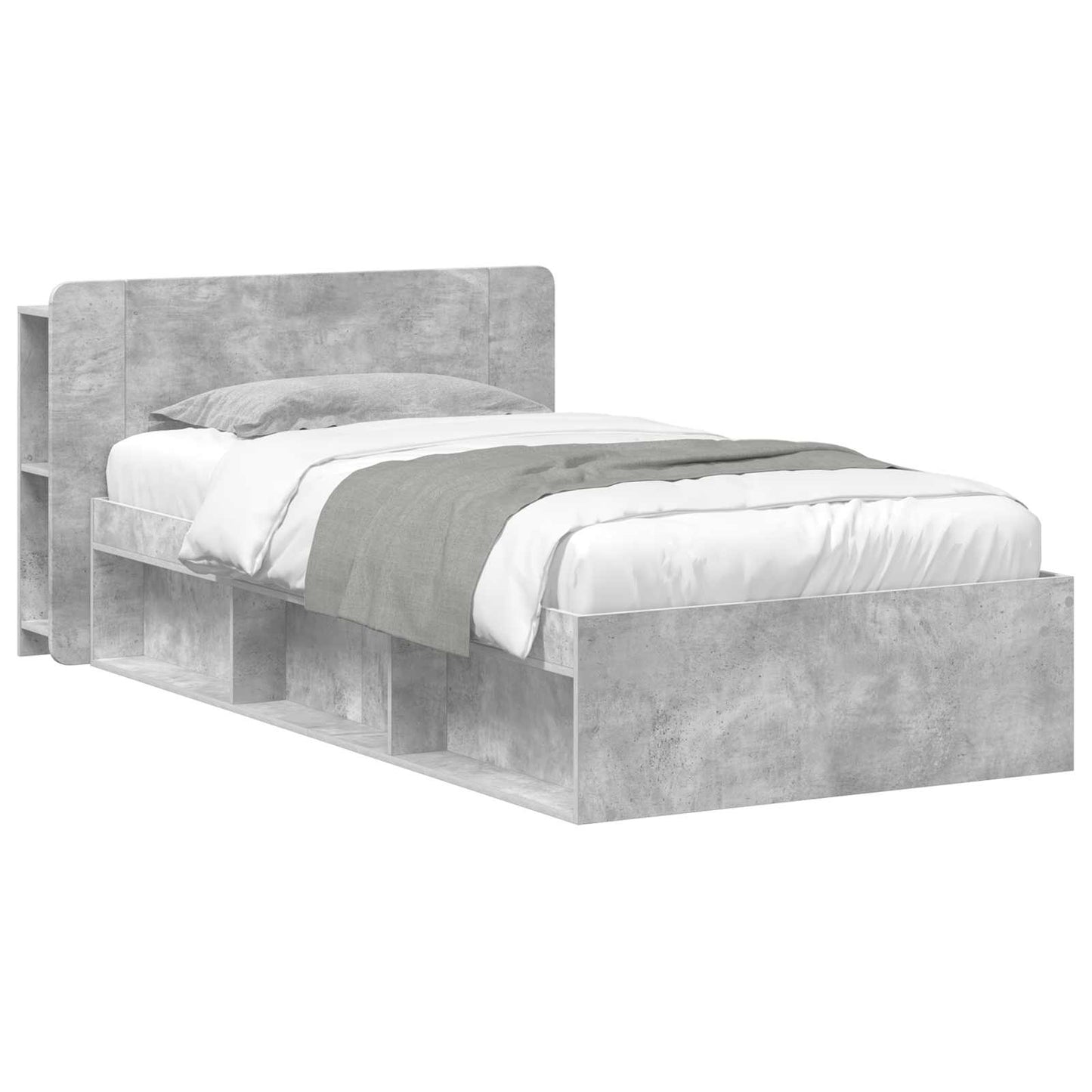 Bed Frame with Storage with Headboard Concrete Grey 80 x 200 cm