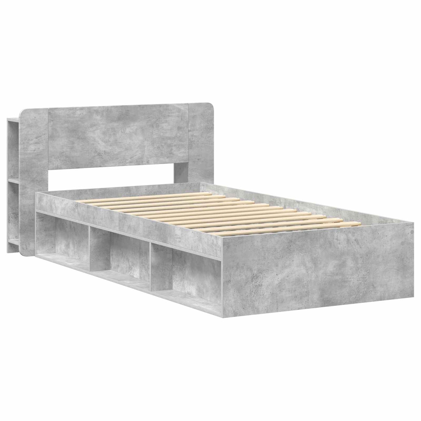 Bed Frame with Storage with Headboard Concrete Grey 80 x 200 cm
