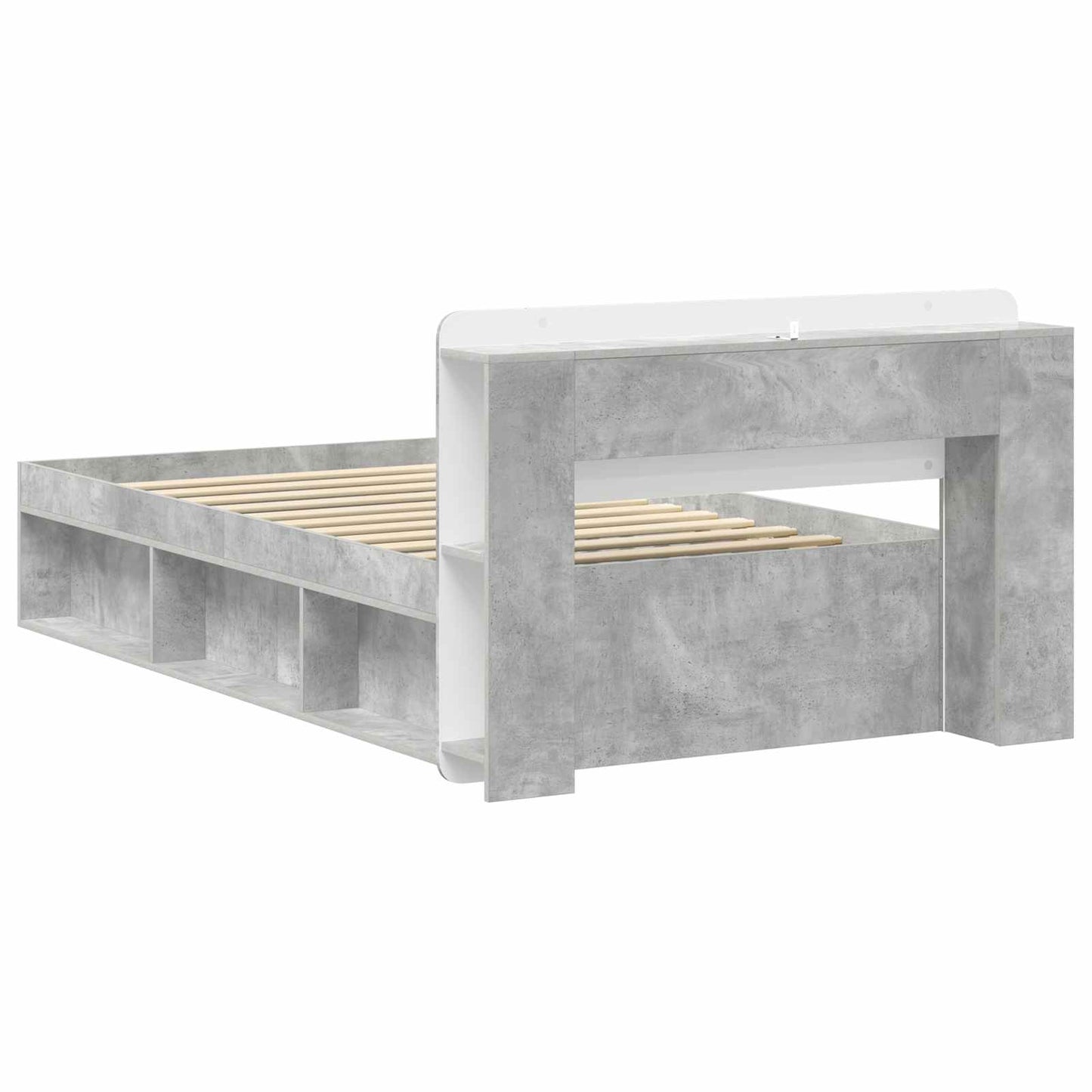 Bed Frame with Storage with Headboard Concrete Grey 80 x 200 cm