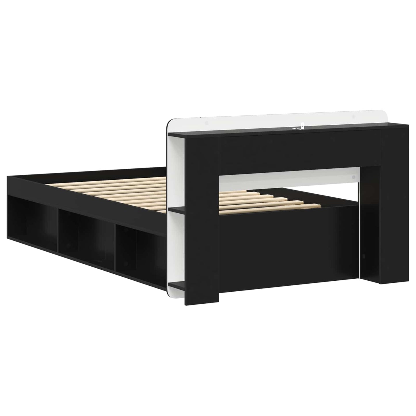 Bed Frame with Storage Black 90 x 190 cm Engineered Wood