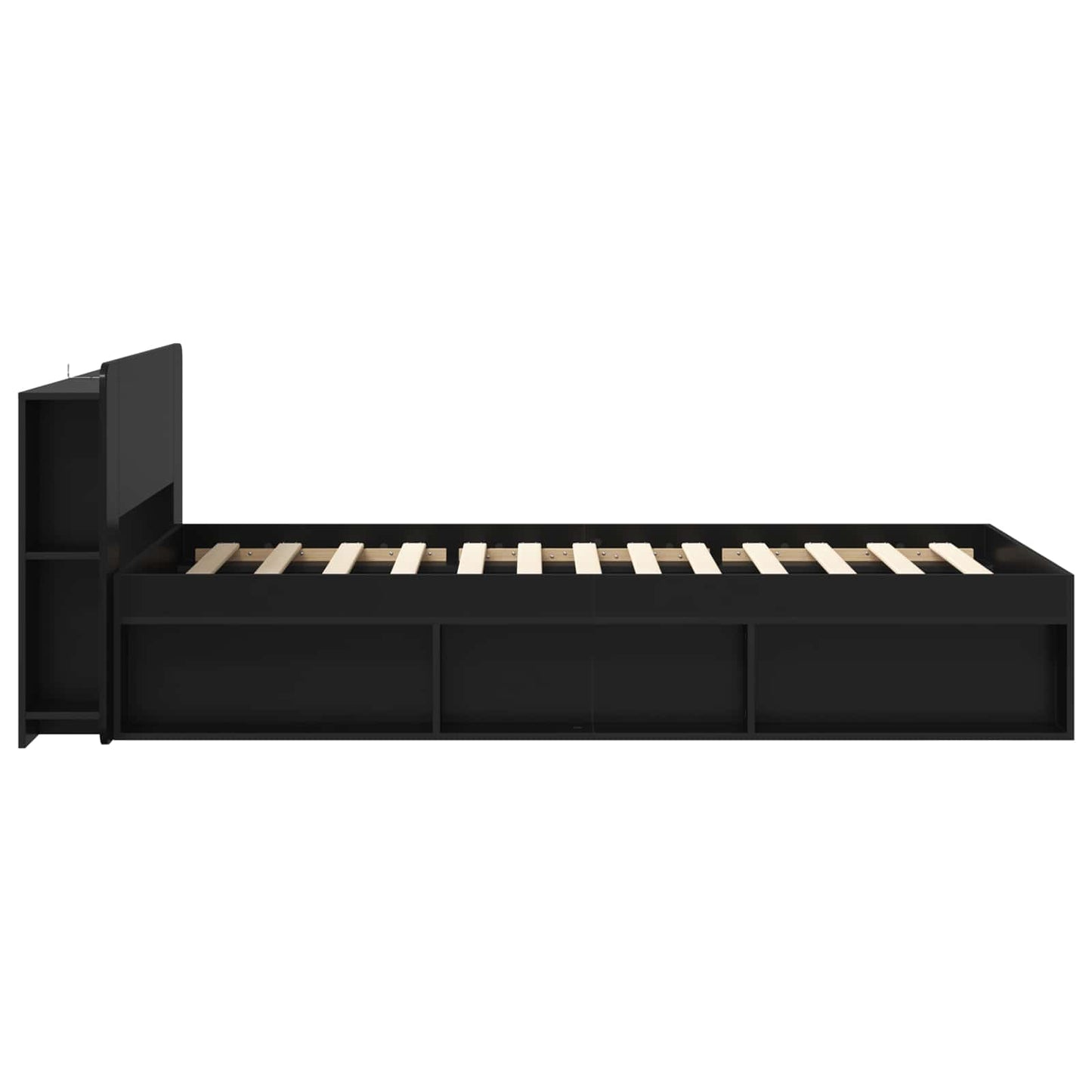 Bed Frame with Storage Black 90 x 190 cm Engineered Wood