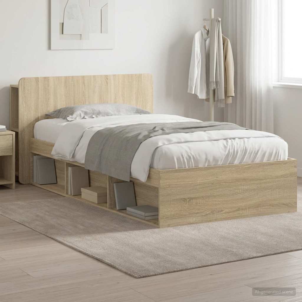 Bed Frame with Storage Sonoma Oak 90 x 190 cm Engineered Wood