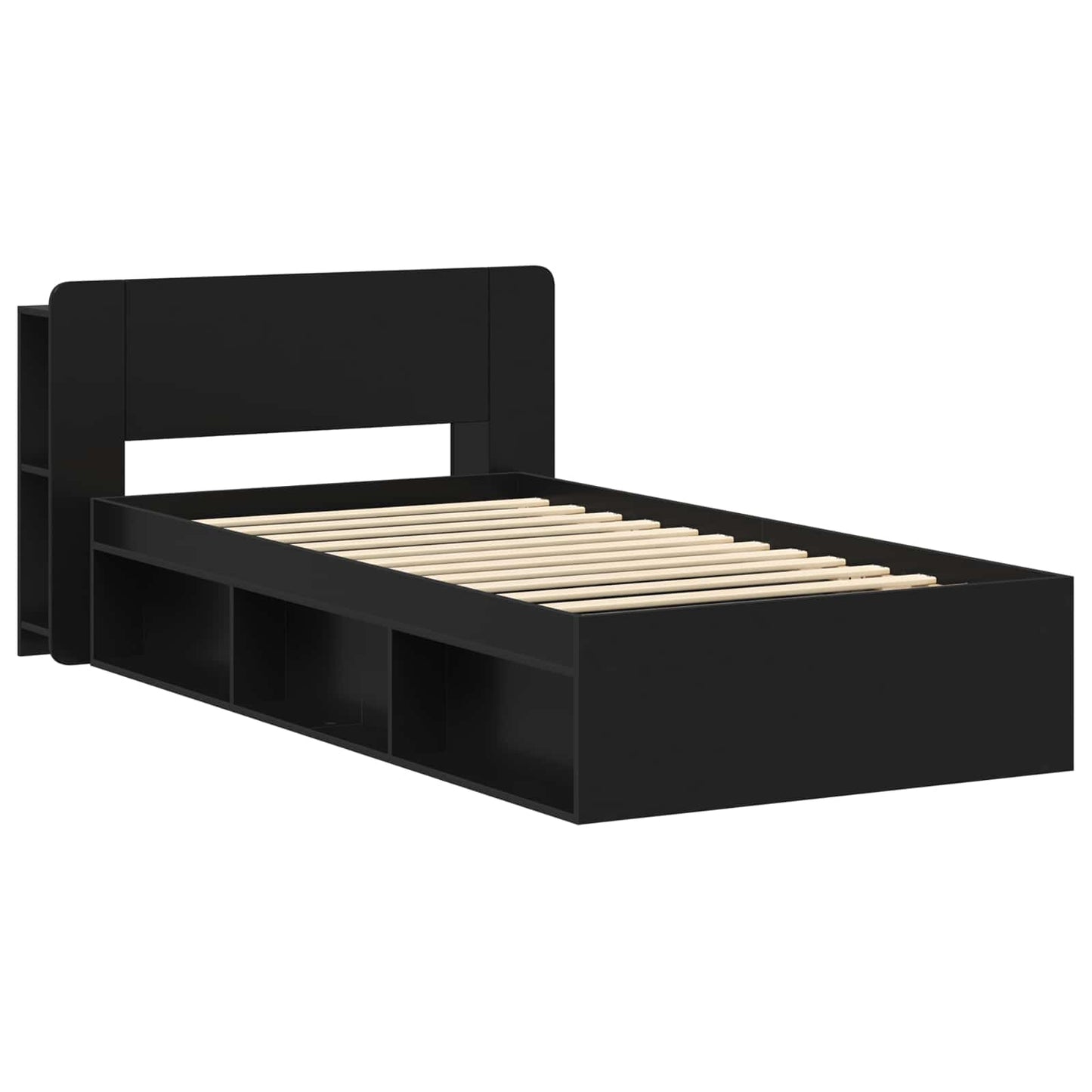Bed Frame with Storage Black 100 x 200 cm Engineered Wood