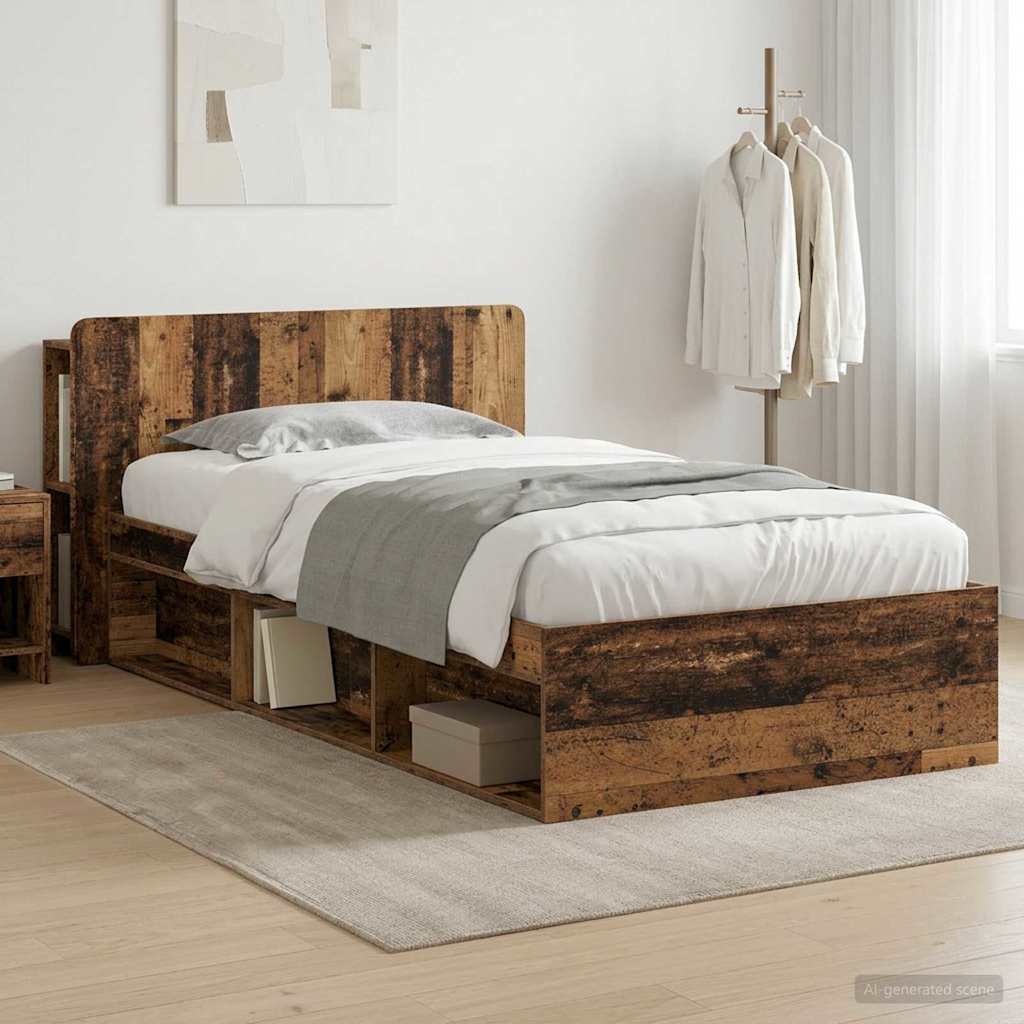 Bed Frame with Storage Old Wood 100 x 200 cm Engineered Wood