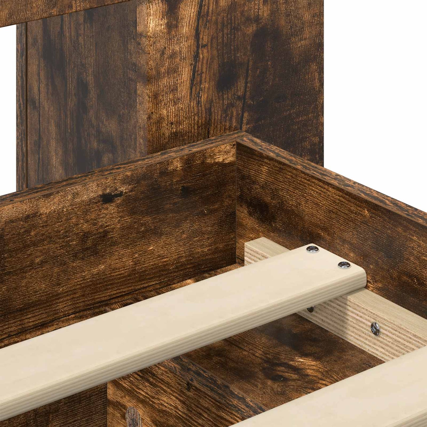 Bed Frame with Storage Smoked Oak 100 x 200 cm Engineered Wood