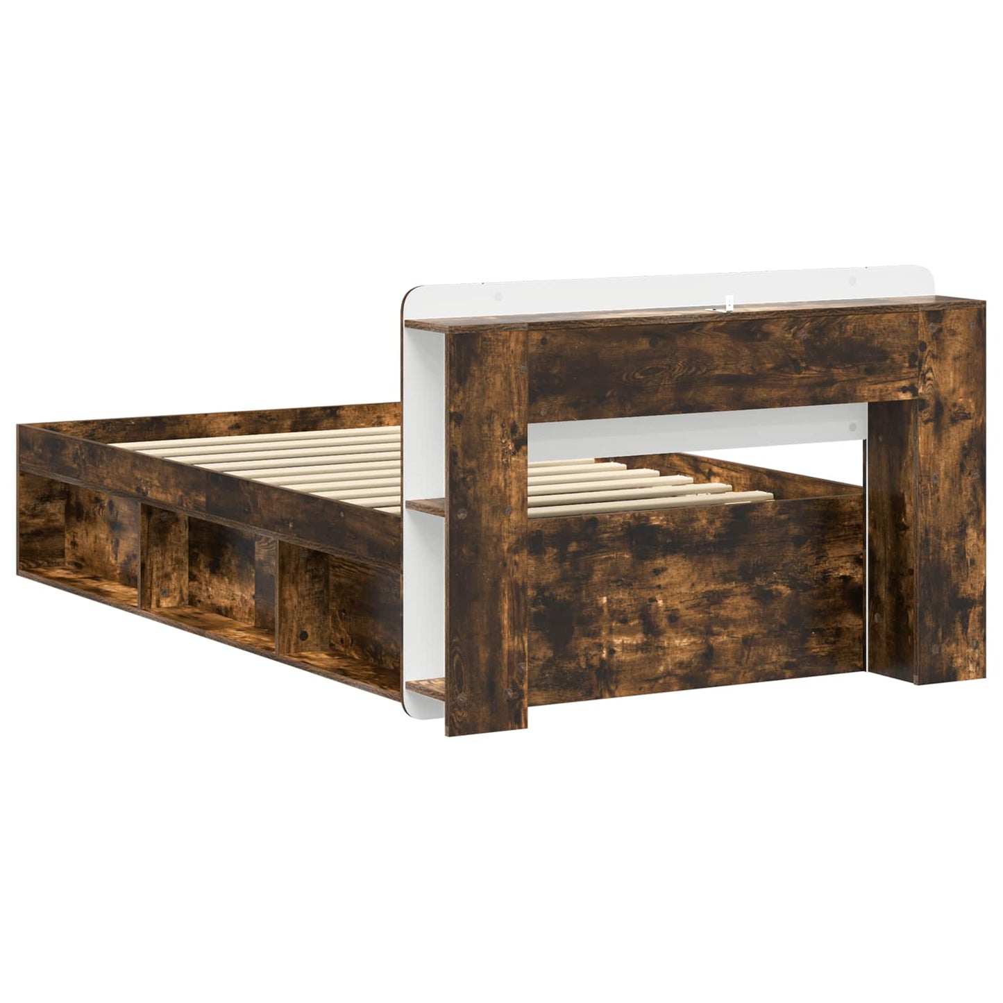 Bed Frame with Storage Smoked Oak 100 x 200 cm Engineered Wood